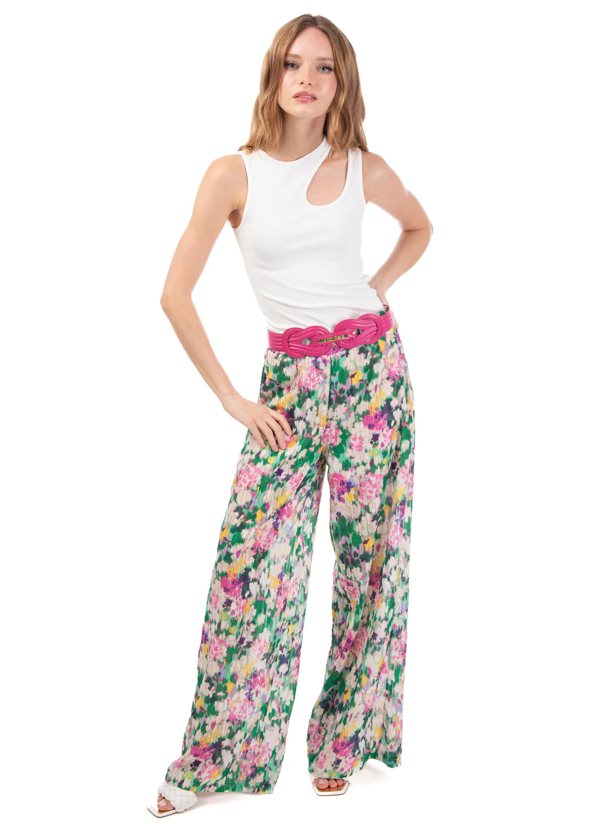 Pantaloni palazzo floreali