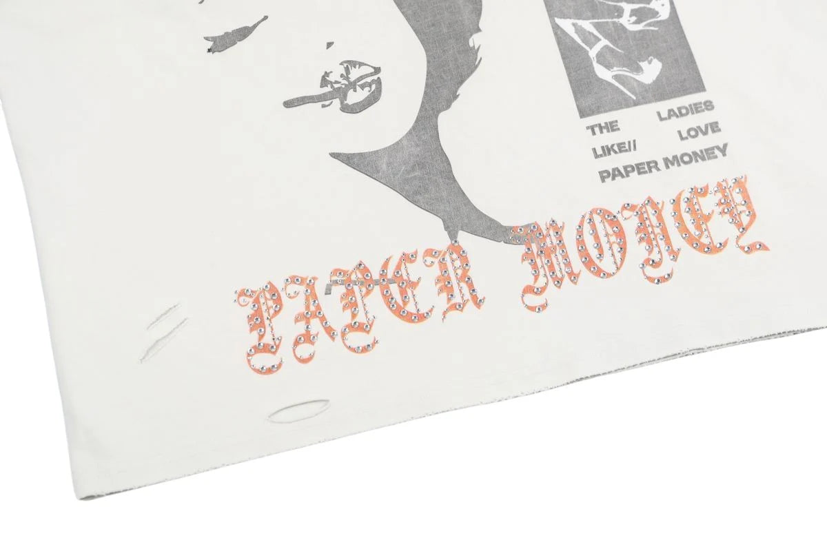 T-shirt smanicata con stampa e applicazioni
