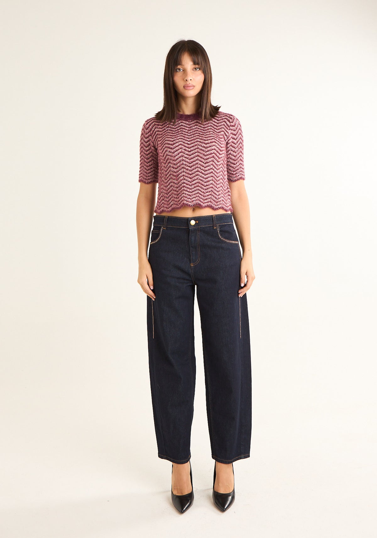 Maglia lurex a motivo chevron