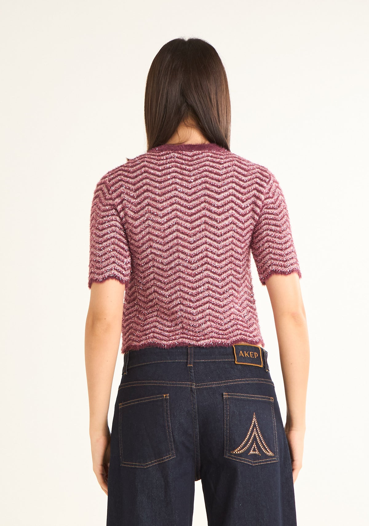 Maglia lurex a motivo chevron