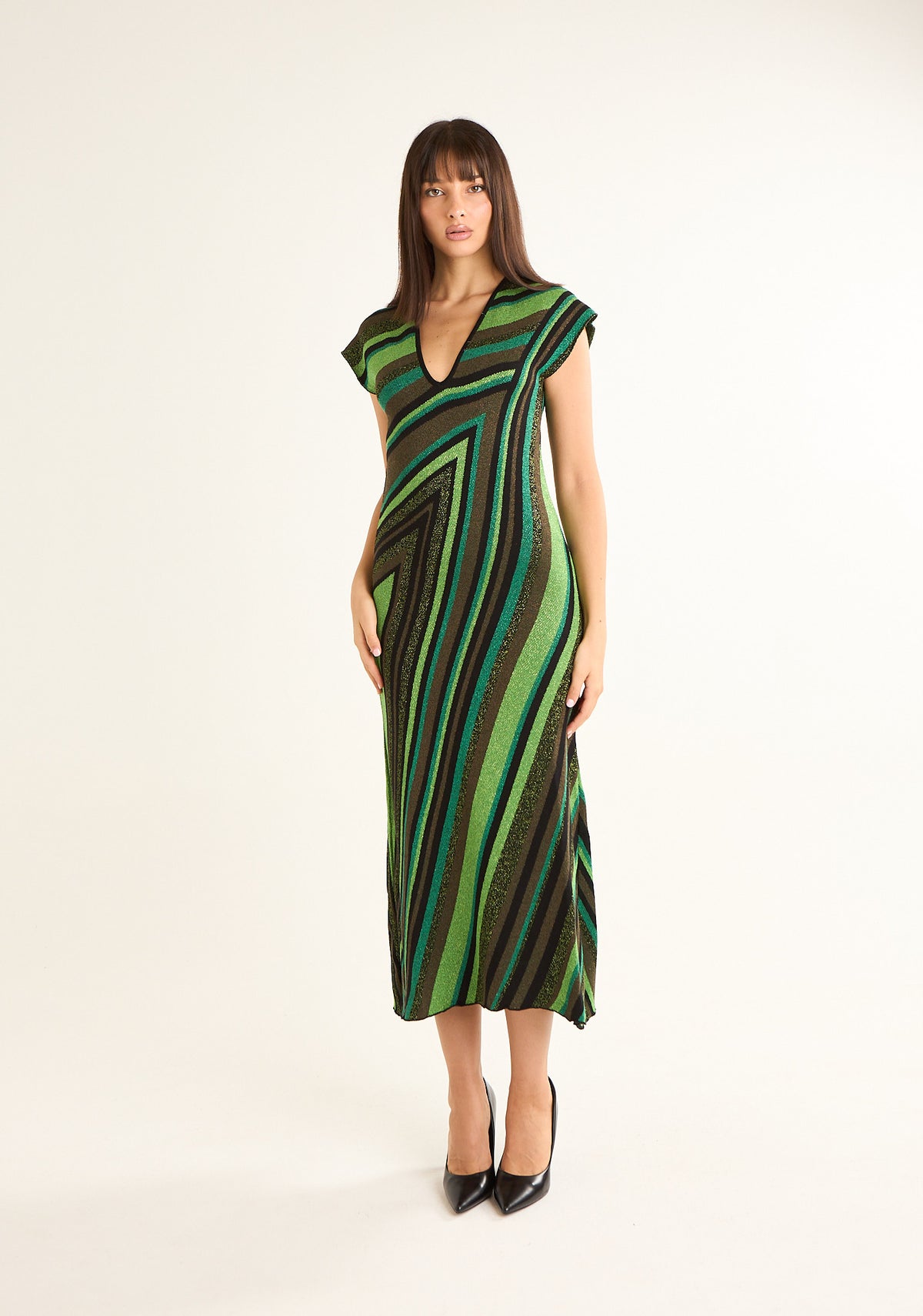 Abito lungo fantasia chevron