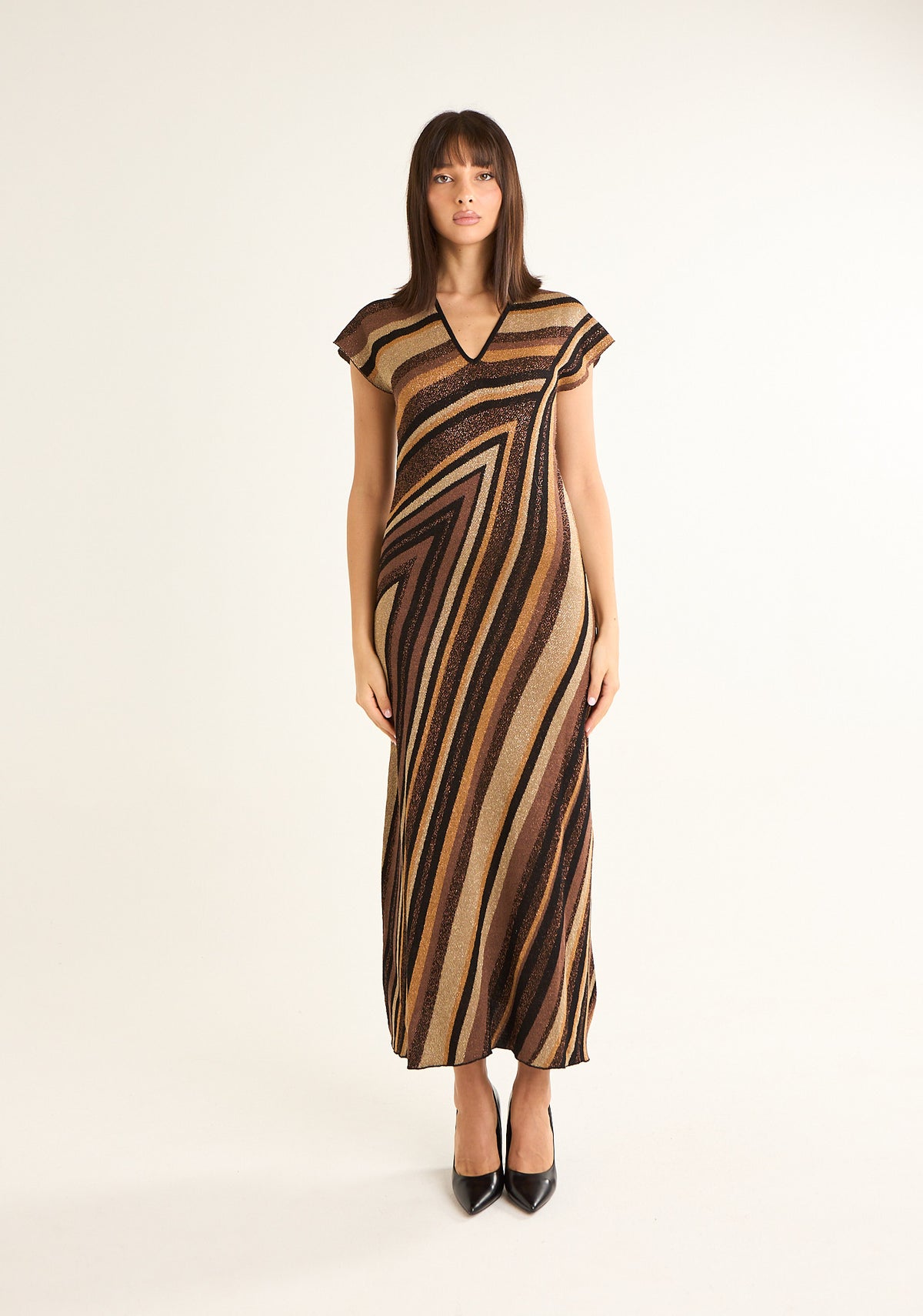 Abito lungo fantasia chevron