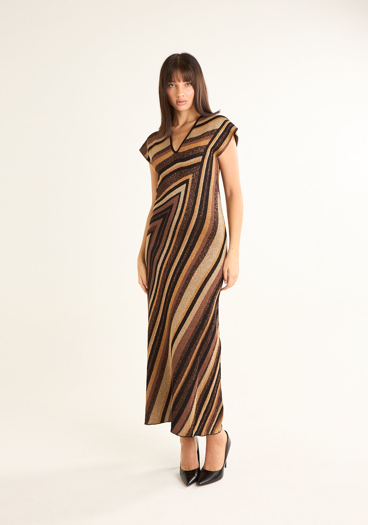 Abito lungo fantasia chevron