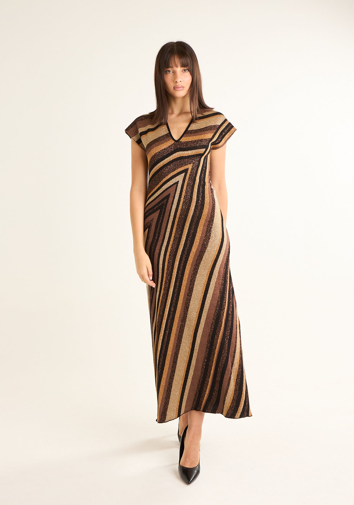 Abito lungo fantasia chevron