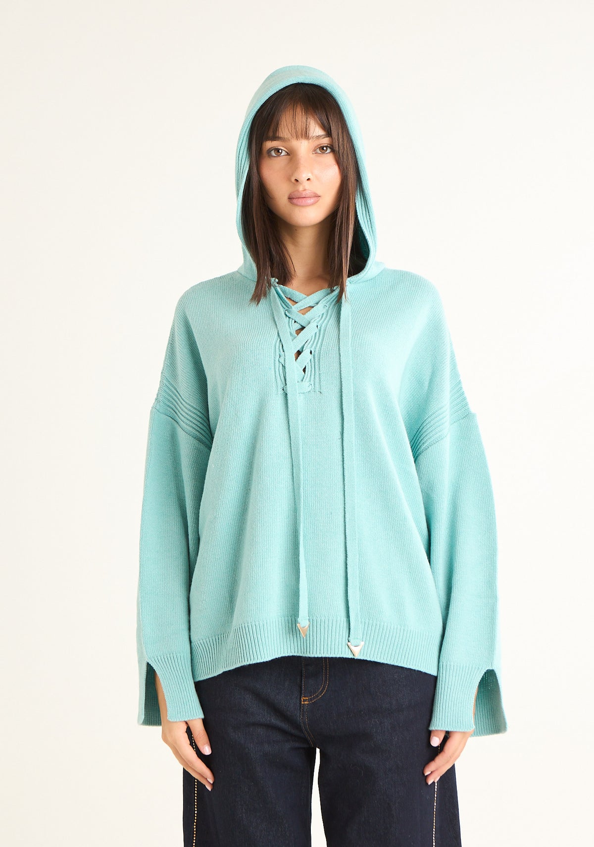 Maglia merinos con cappuccio