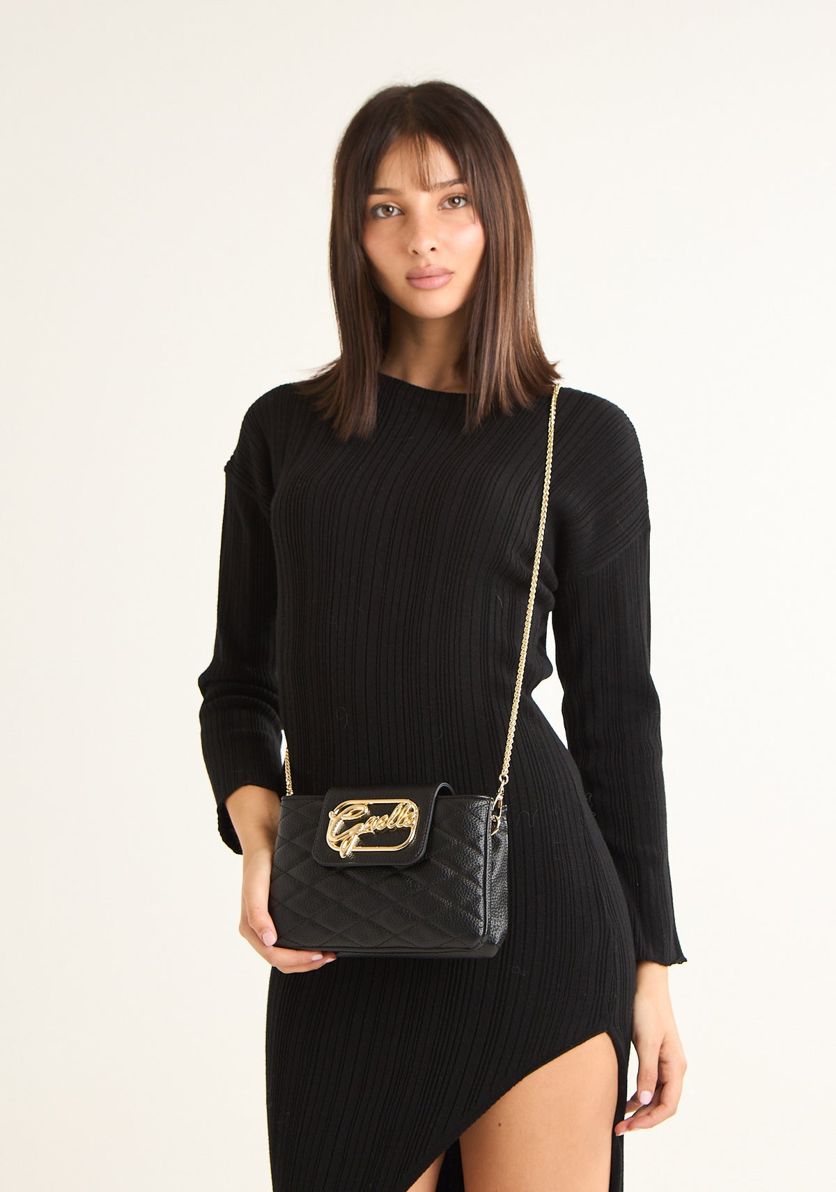 Pochette mini con logo corsivo