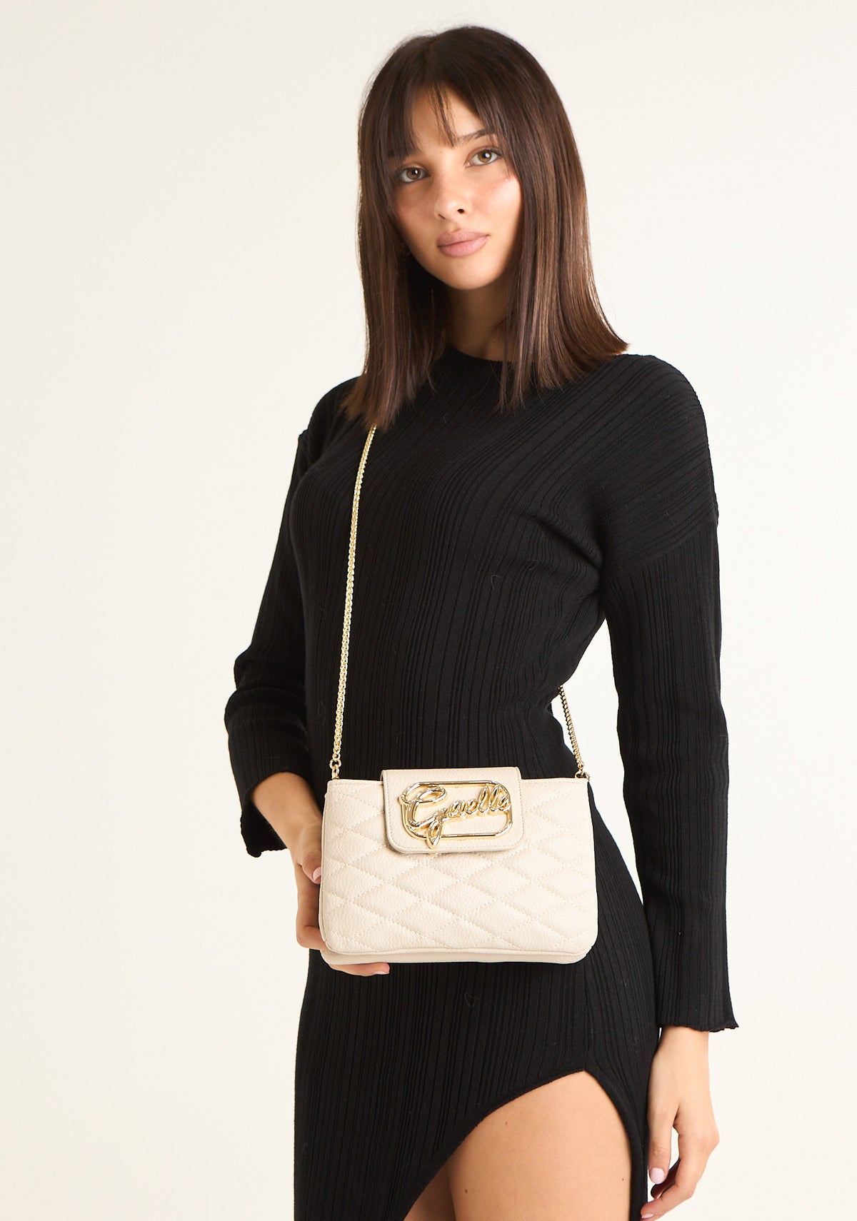 Pochette mini con logo corsivo
