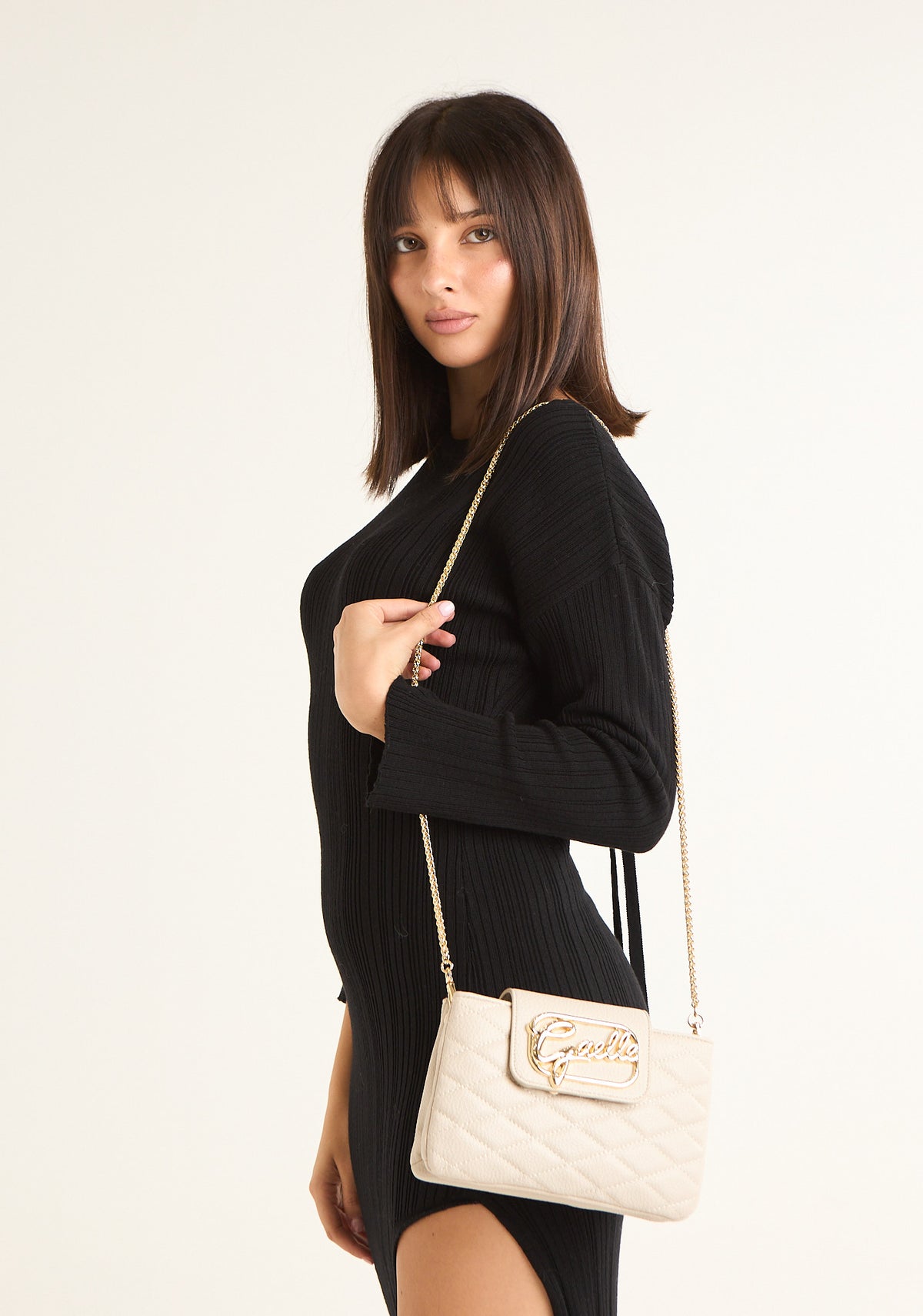 Pochette mini con logo corsivo