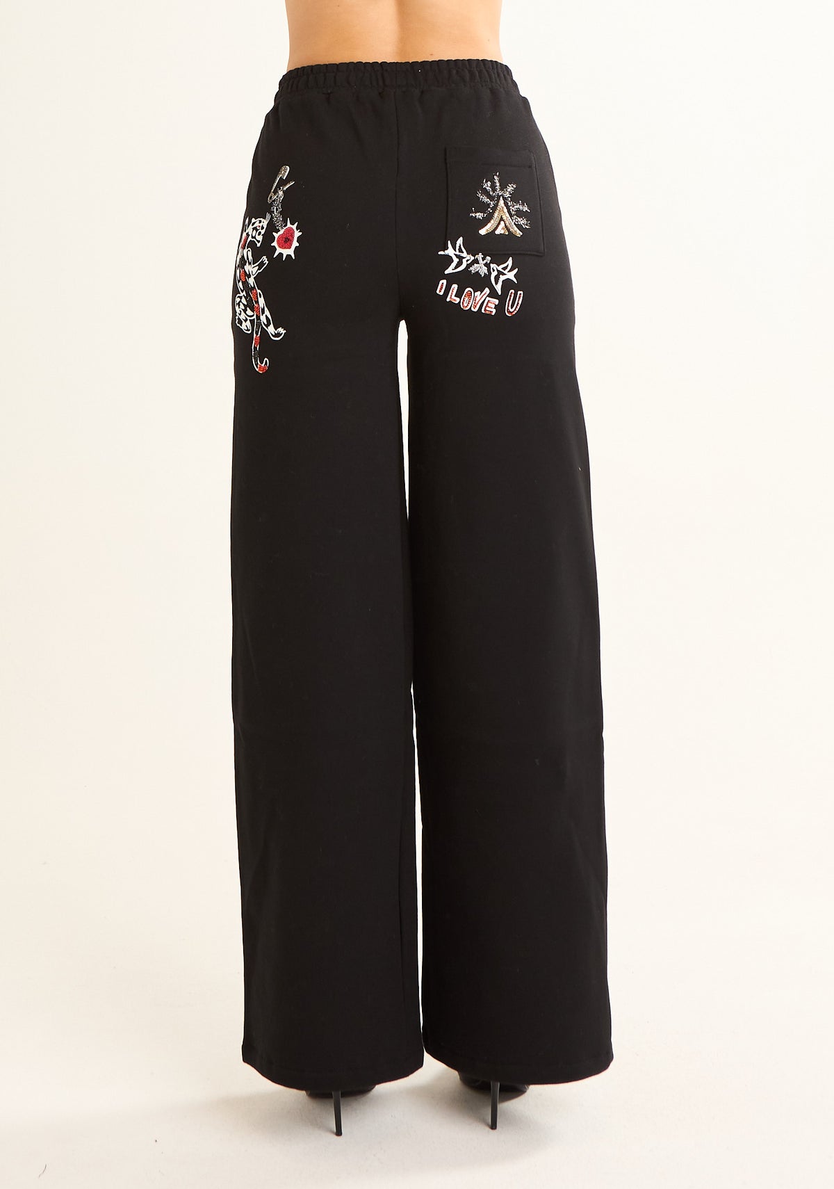 Pantalone in felpa con ricami