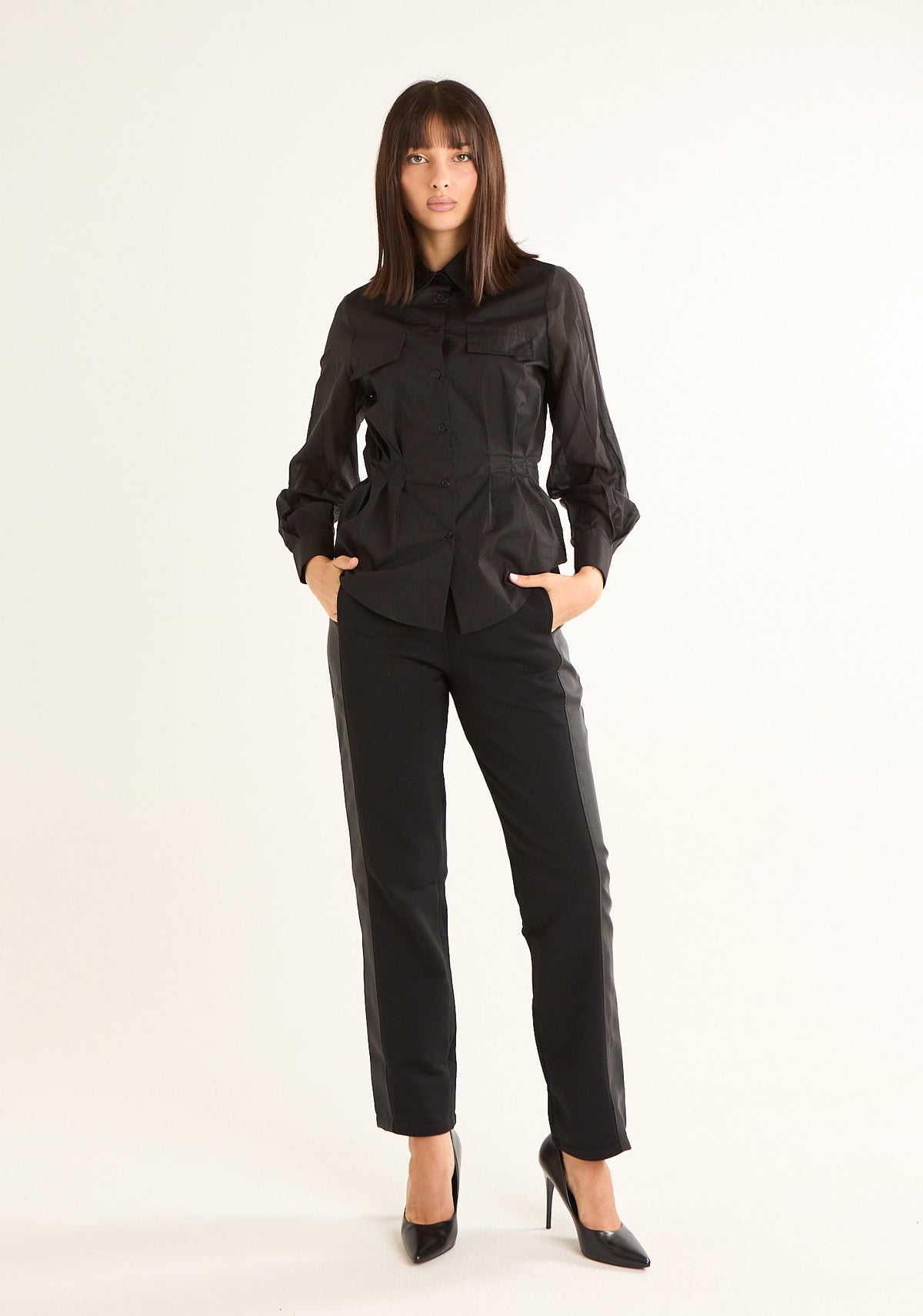 Pantalone con laterali in tessuto tecnico