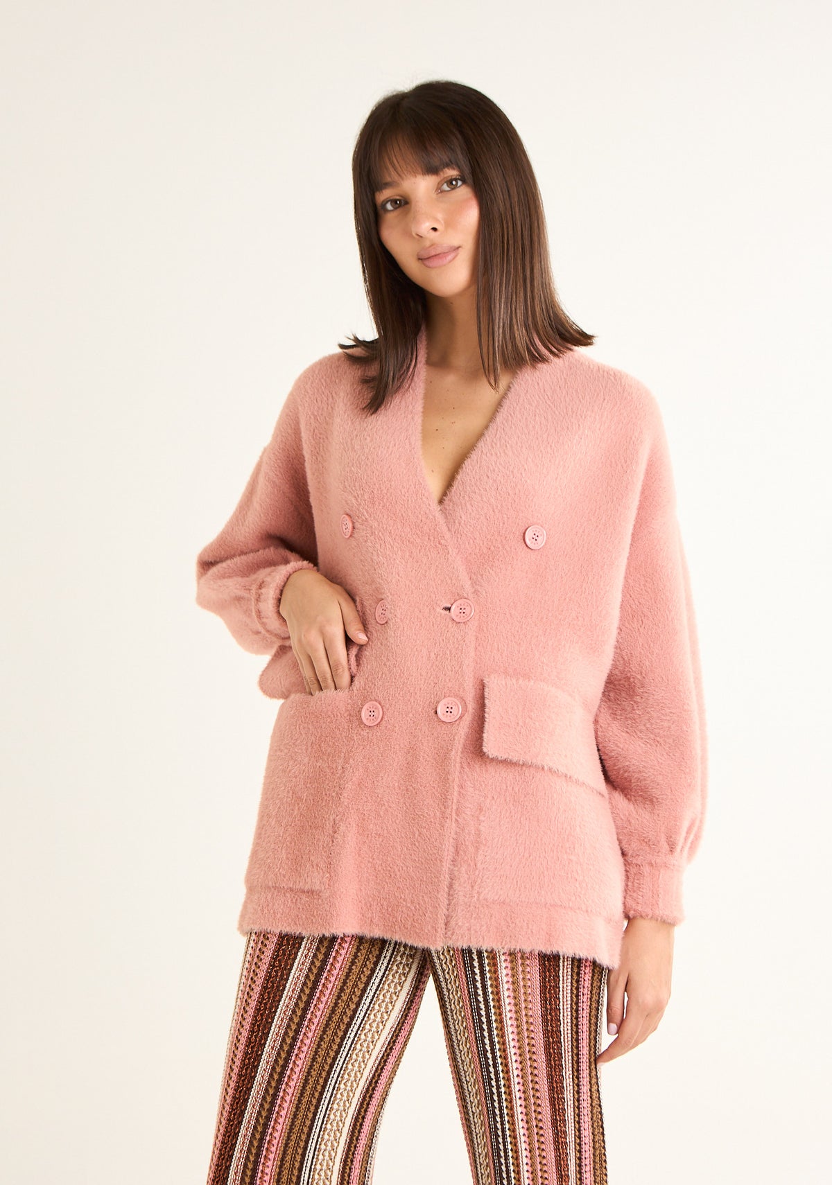 Cappotto corto picot in pelo