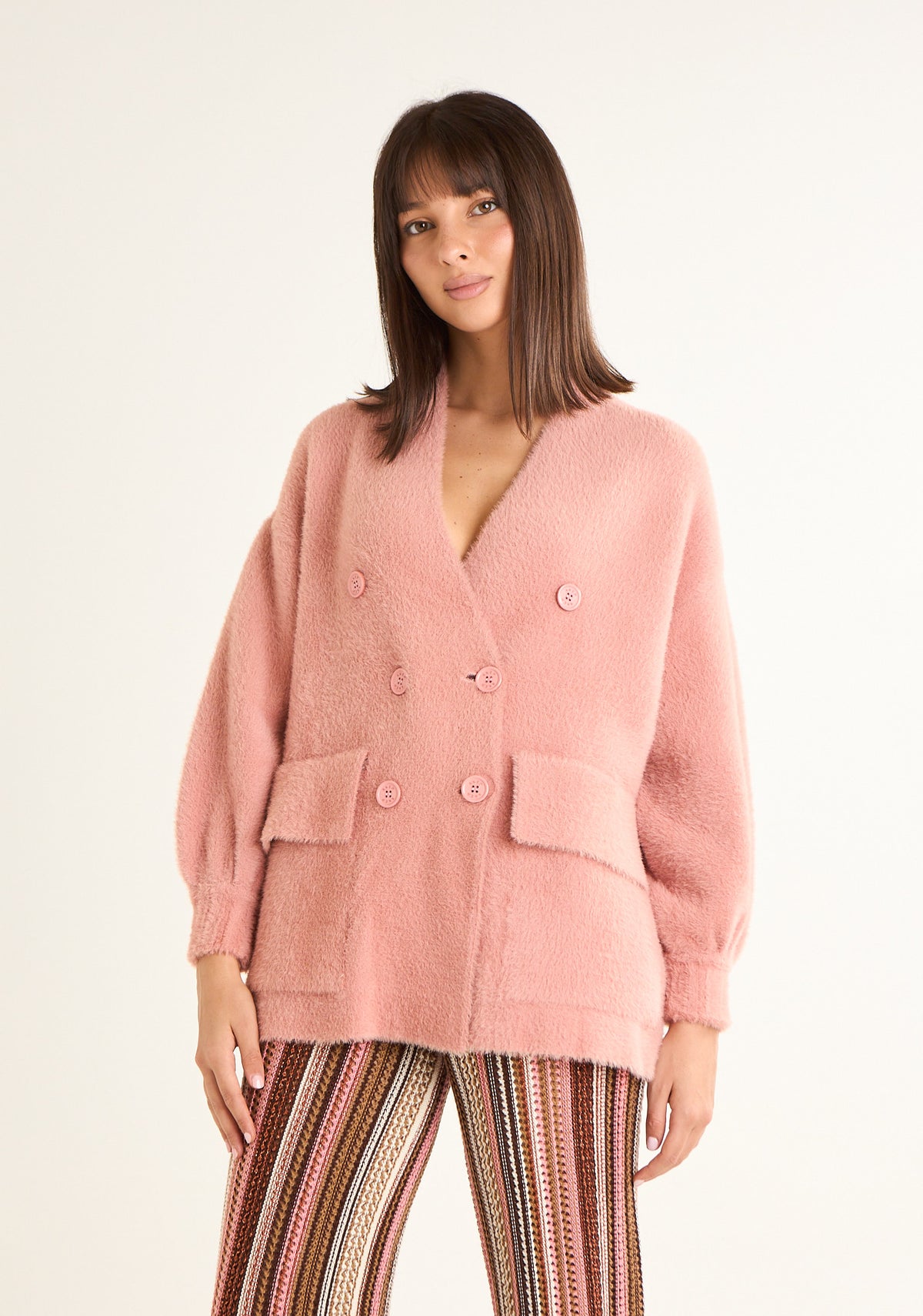 Cappotto corto picot in pelo
