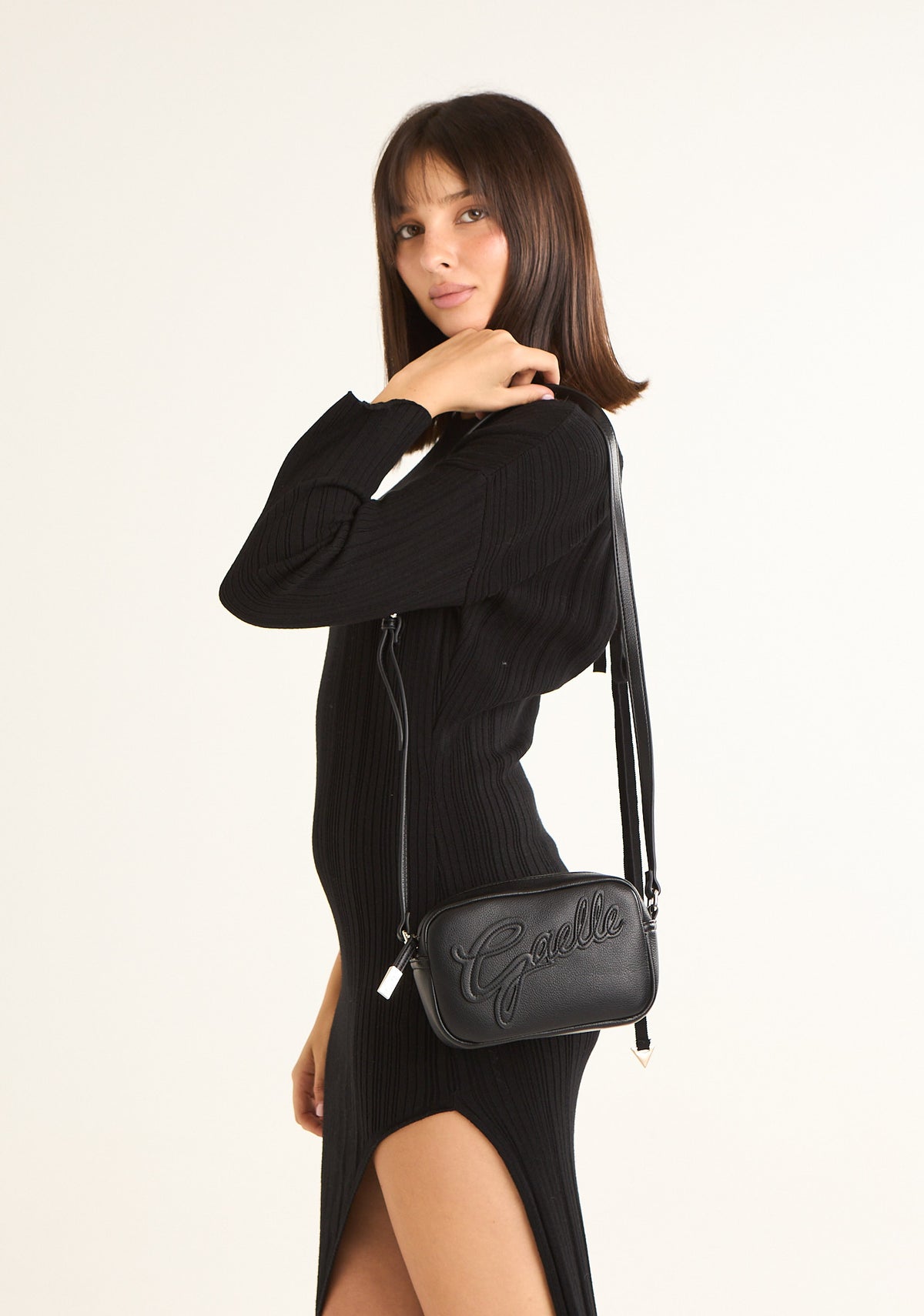 Borsa mini camera bag con patch college