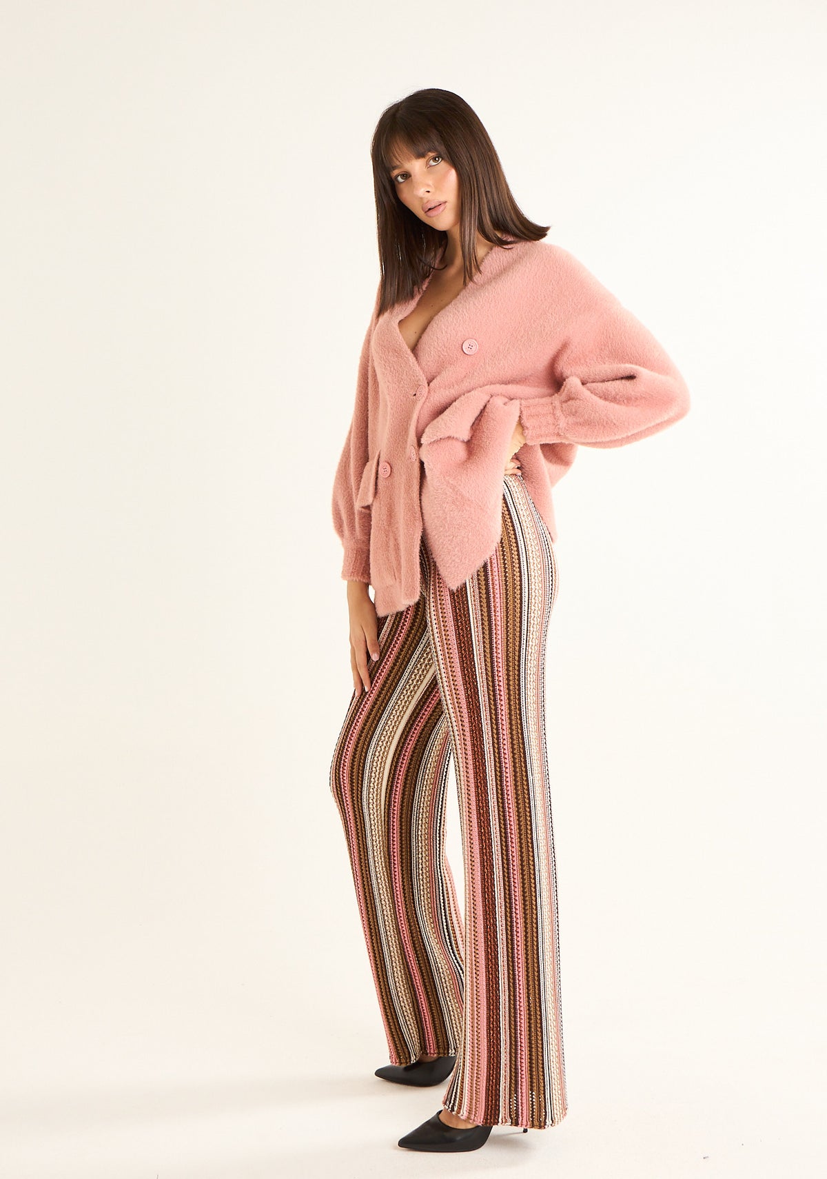 Pantalone in maglia rigata