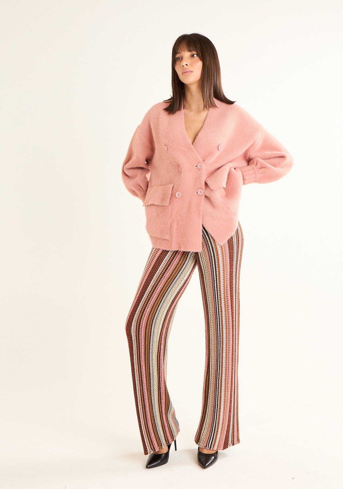 Pantalone in maglia rigata