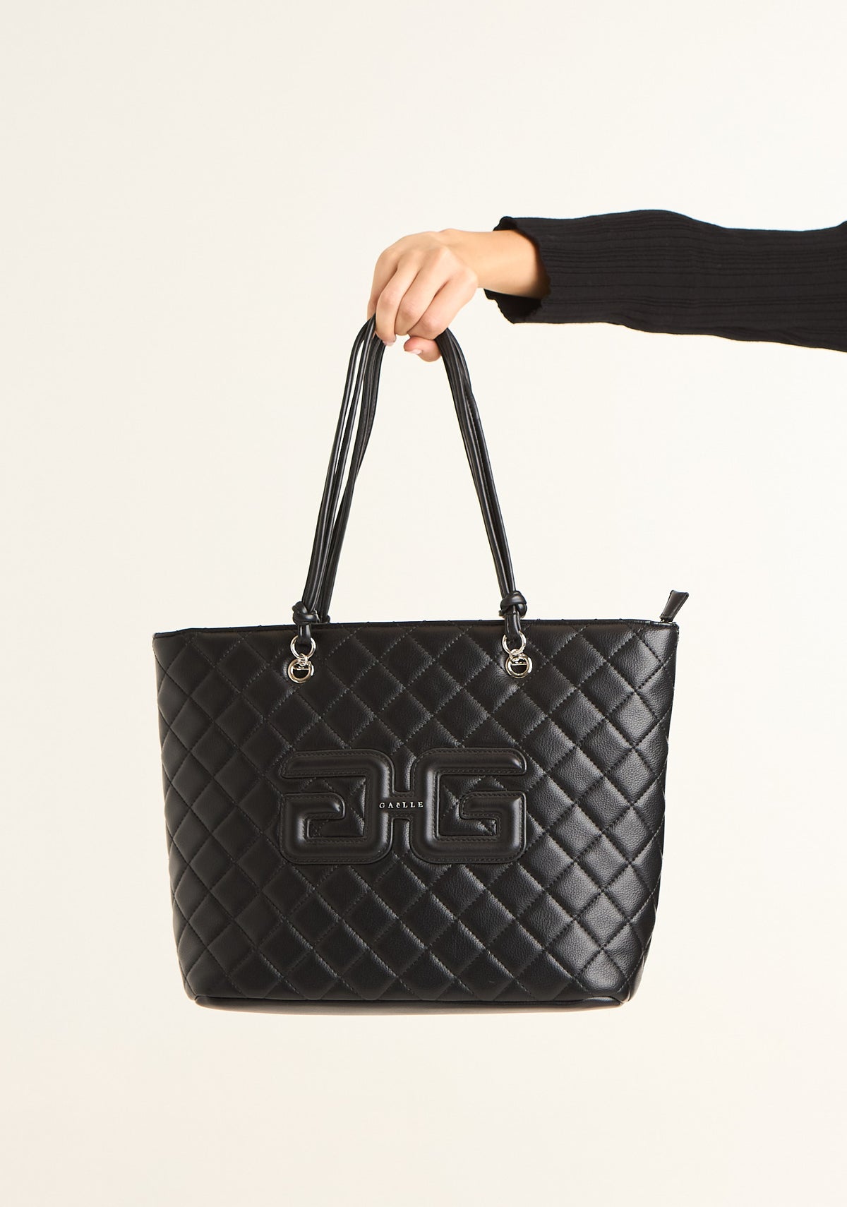 Borsa maxi shopper matelasse' con patch logato