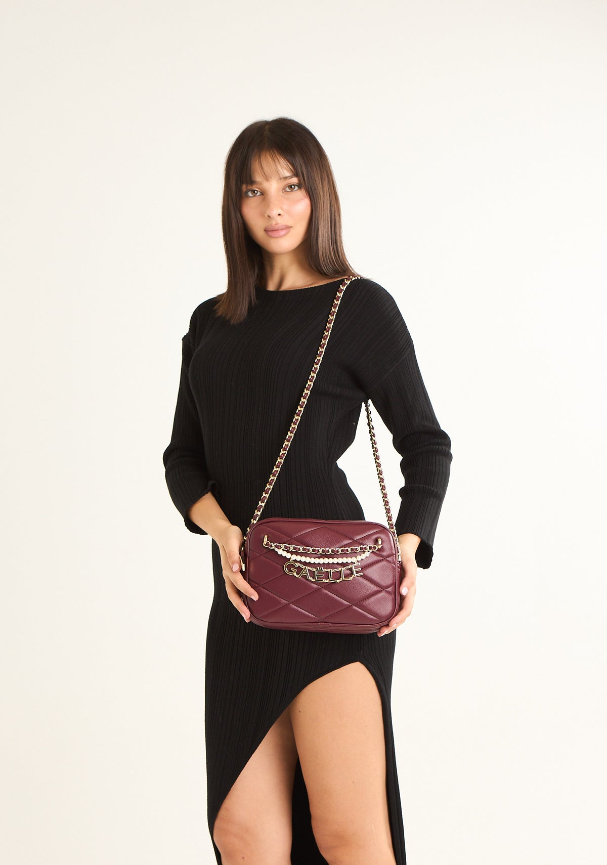 Borsa camera bag con perle e charms