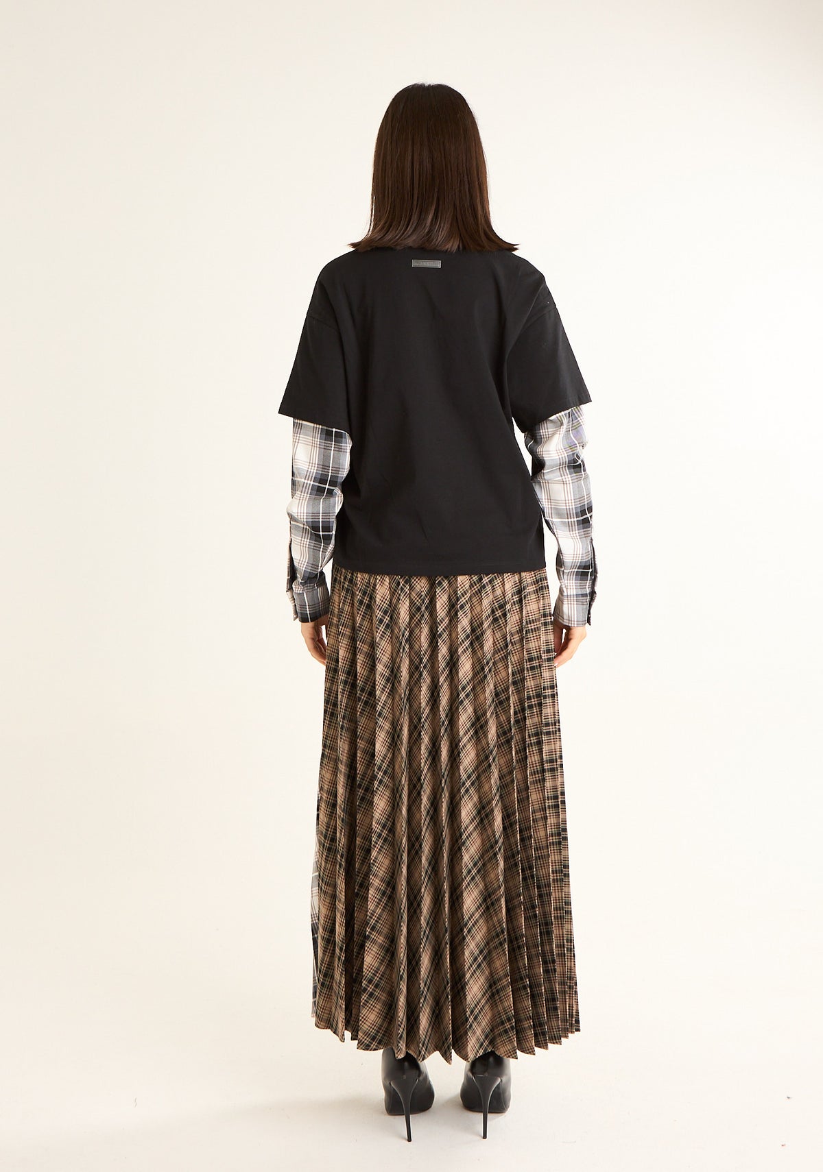 T-shirt con maniche scozzesi