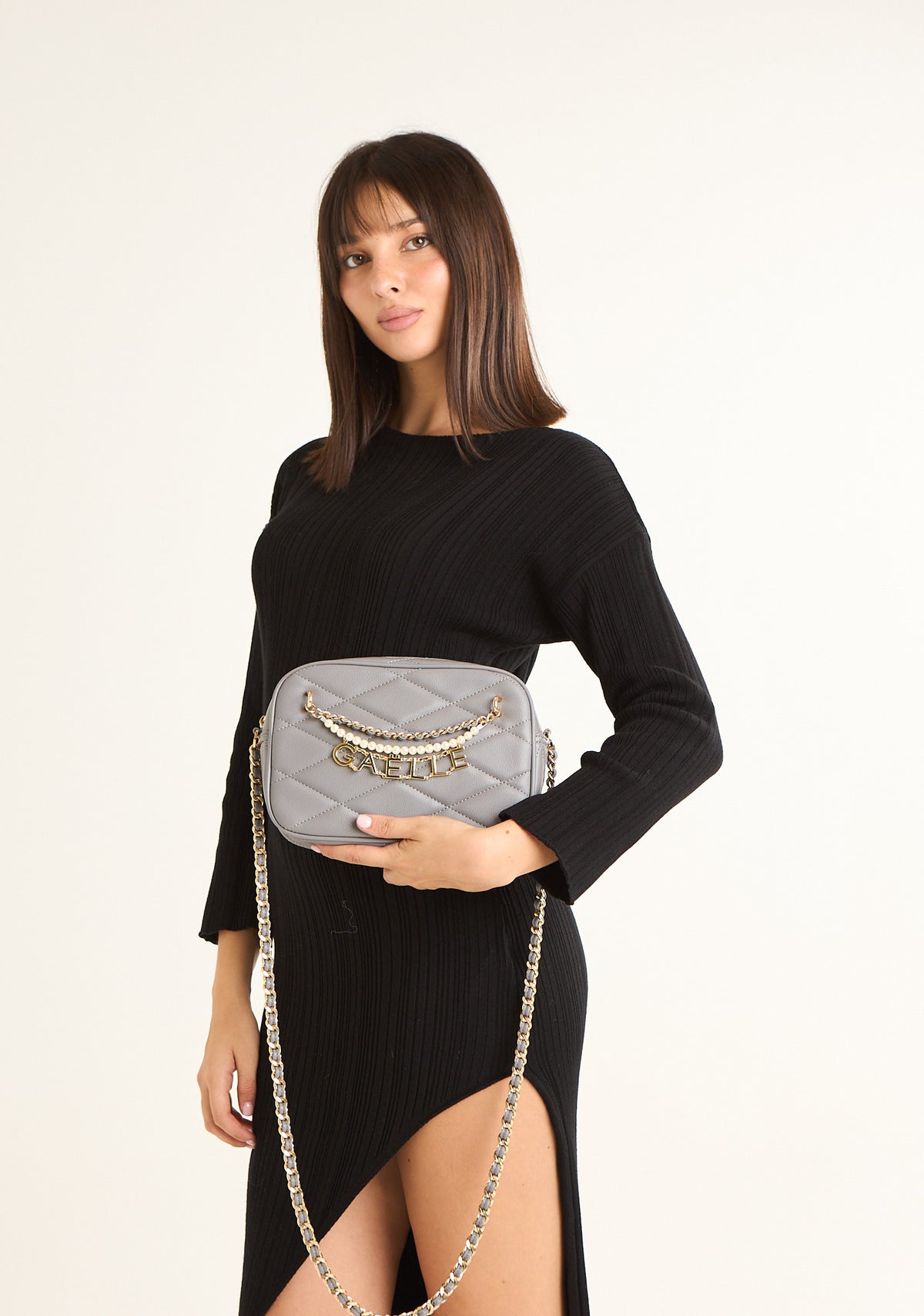 Borsa camera bag con perle e charms