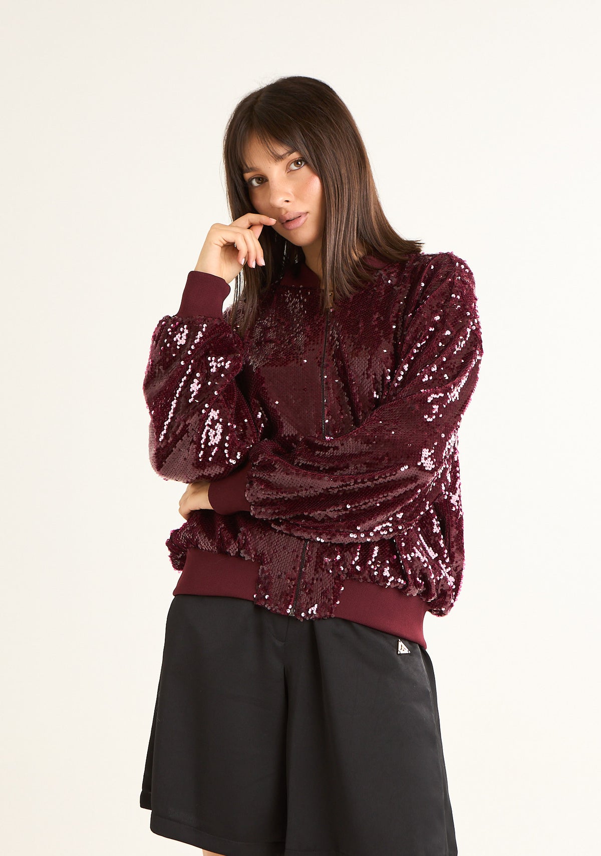 Bomber con paillettes allover