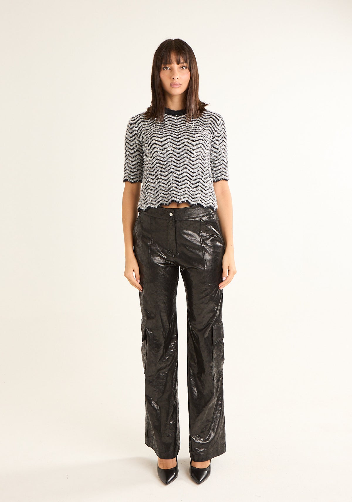 Maglia lurex a motivo chevron