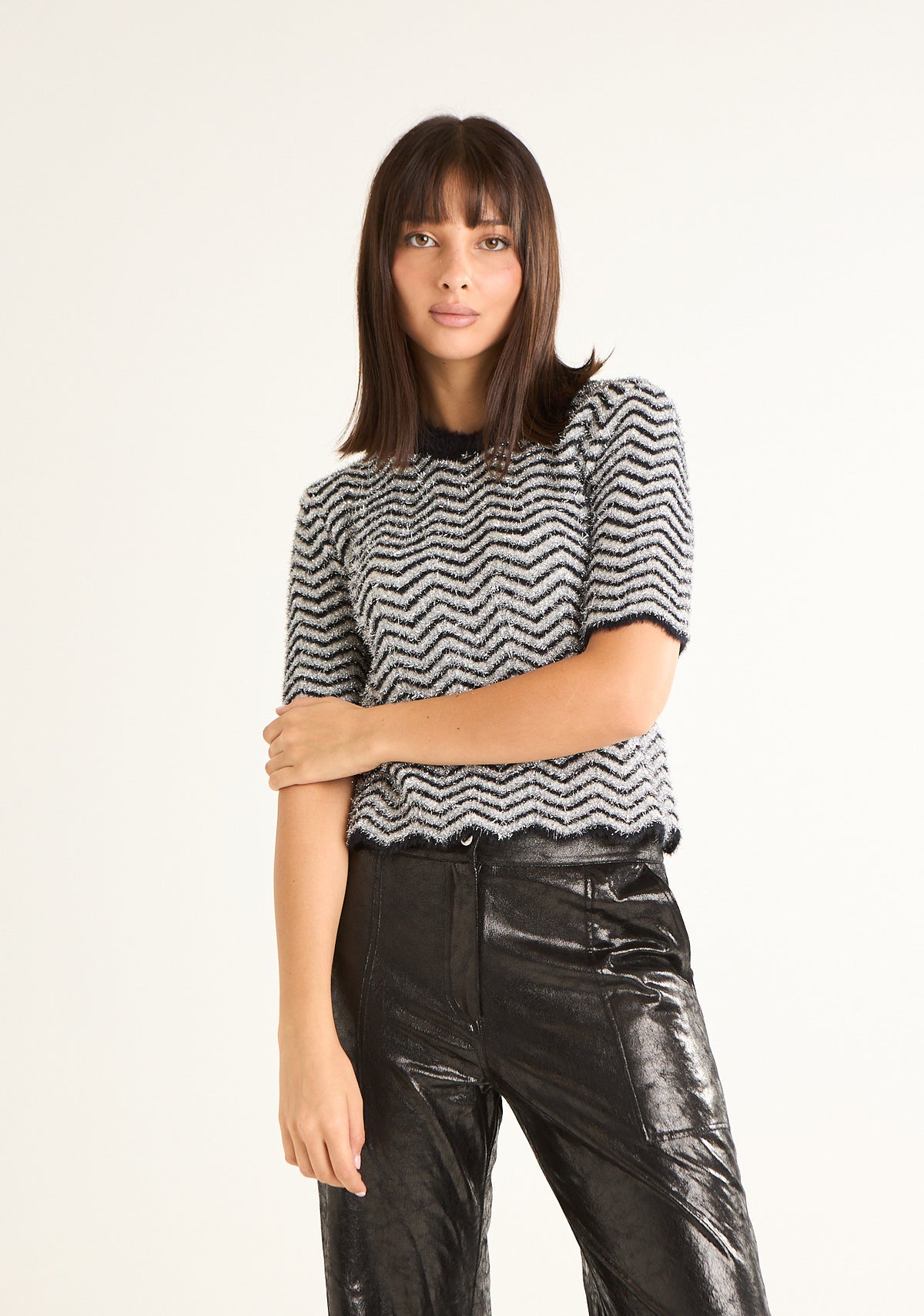 Maglia lurex a motivo chevron