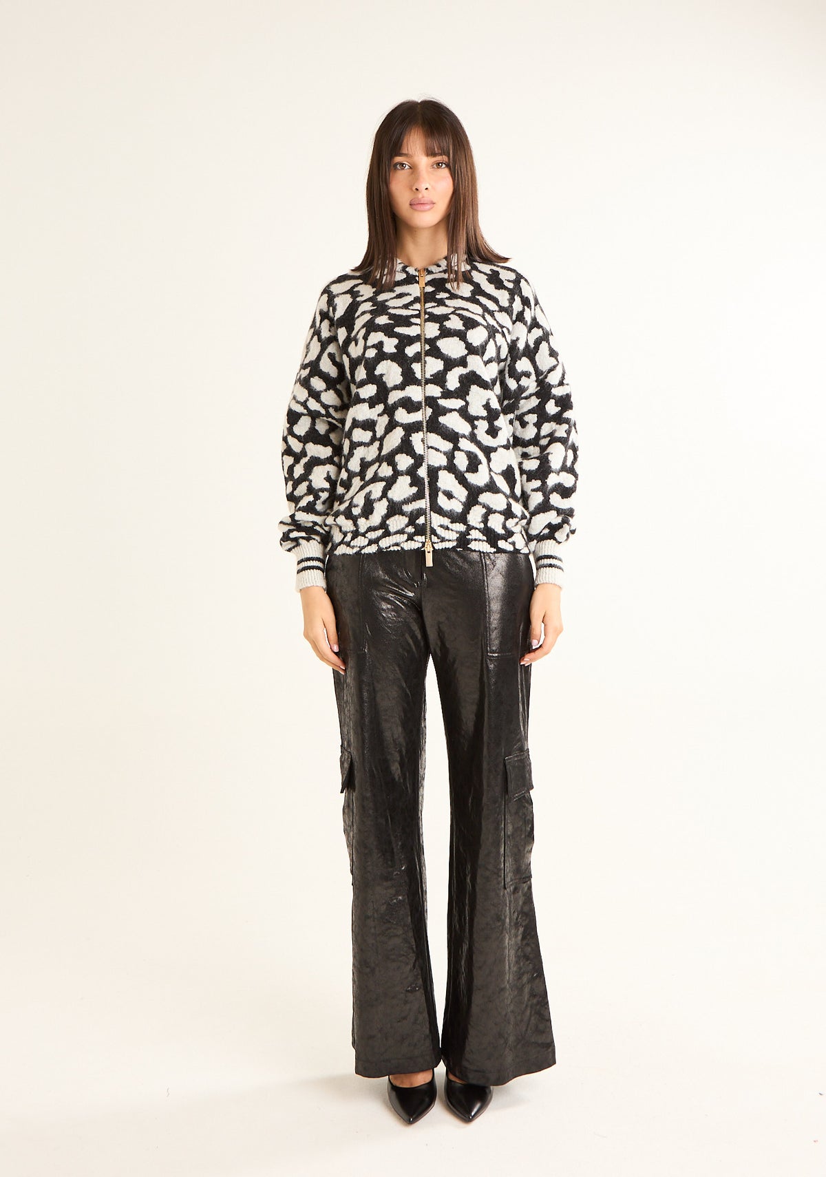 Bomber maculato in maglia
