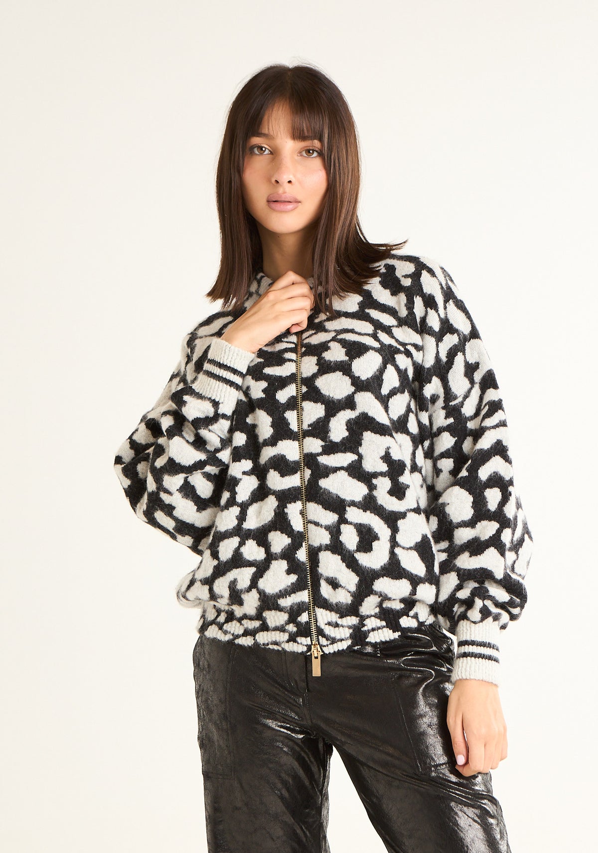 Bomber maculato in maglia