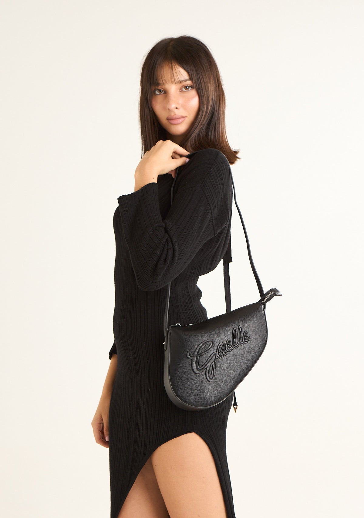Borsa a sella con maxi patch logato