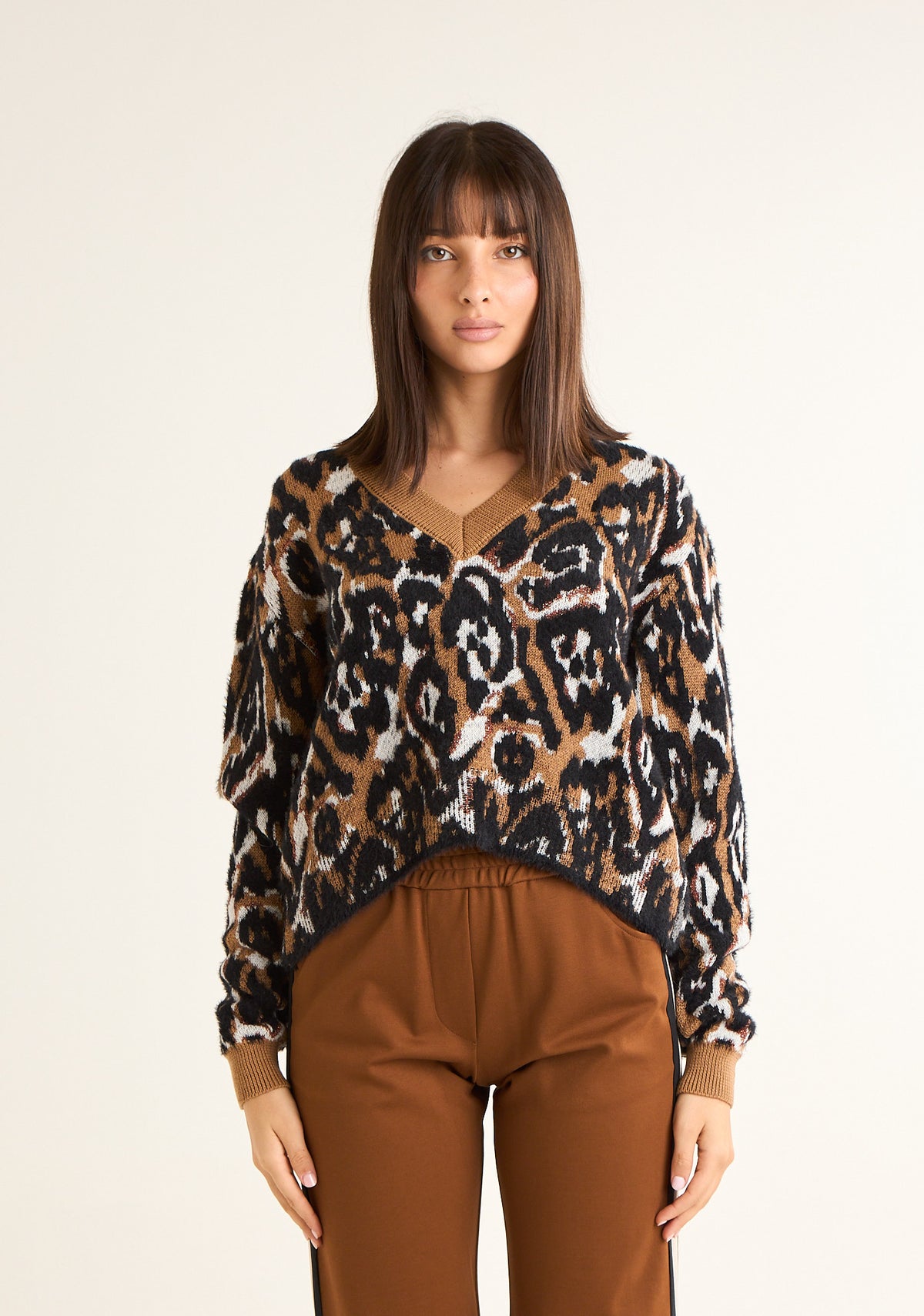 Maglione jacquard maculato