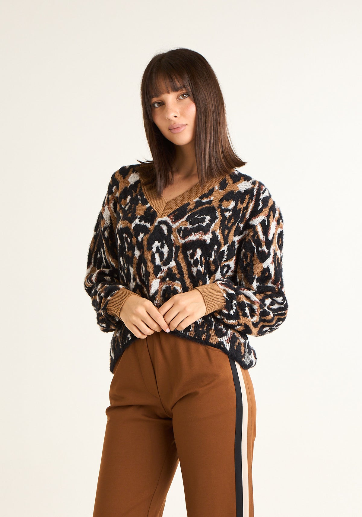 Maglione jacquard maculato