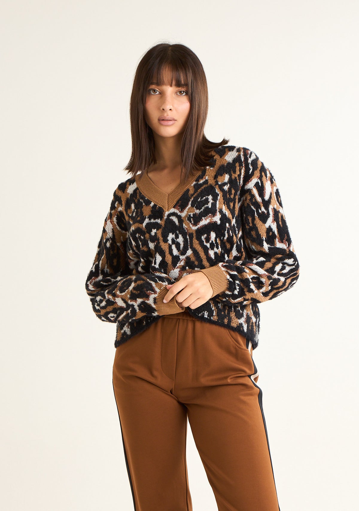 Maglione jacquard maculato