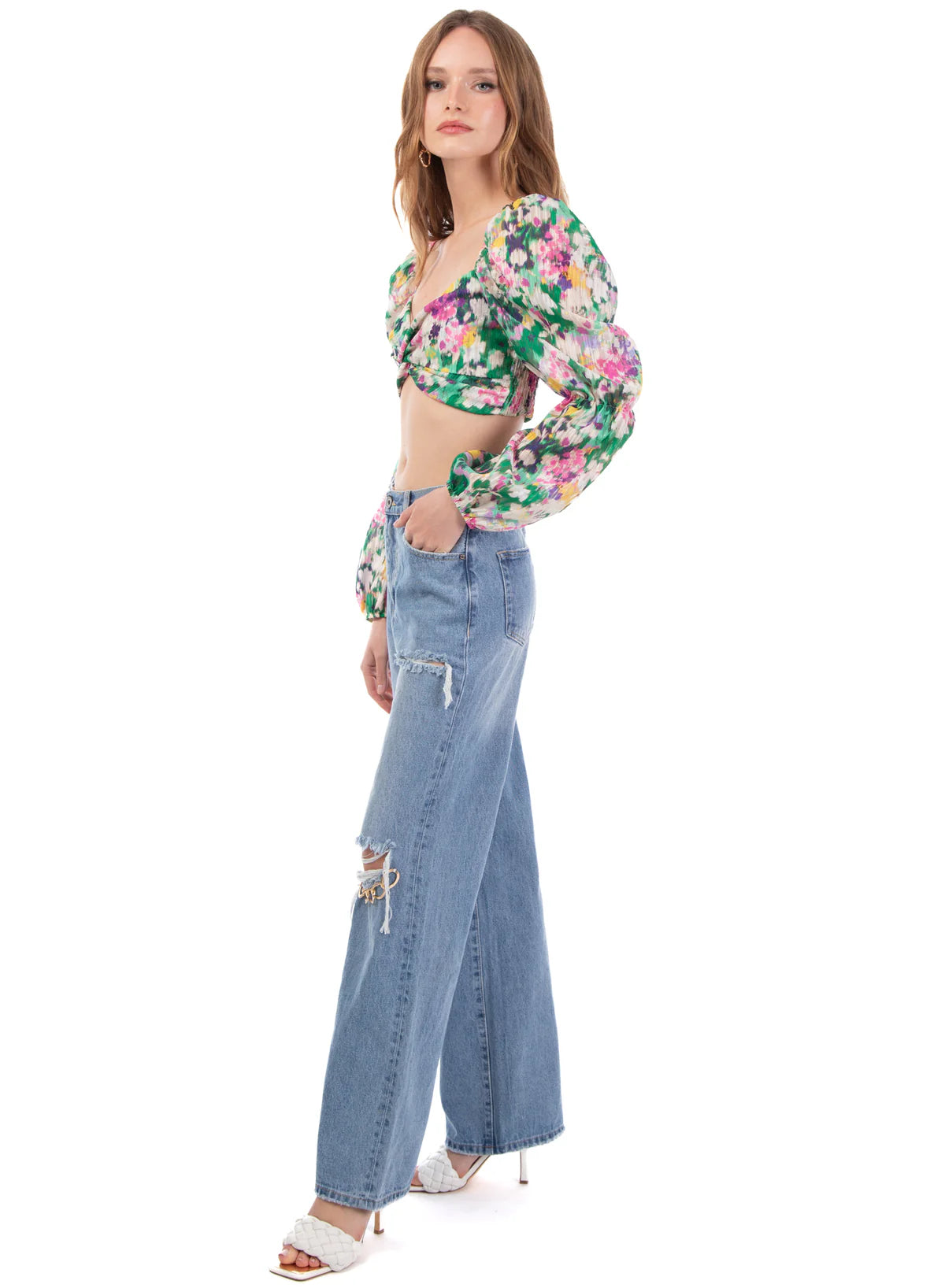 Top crop floreale