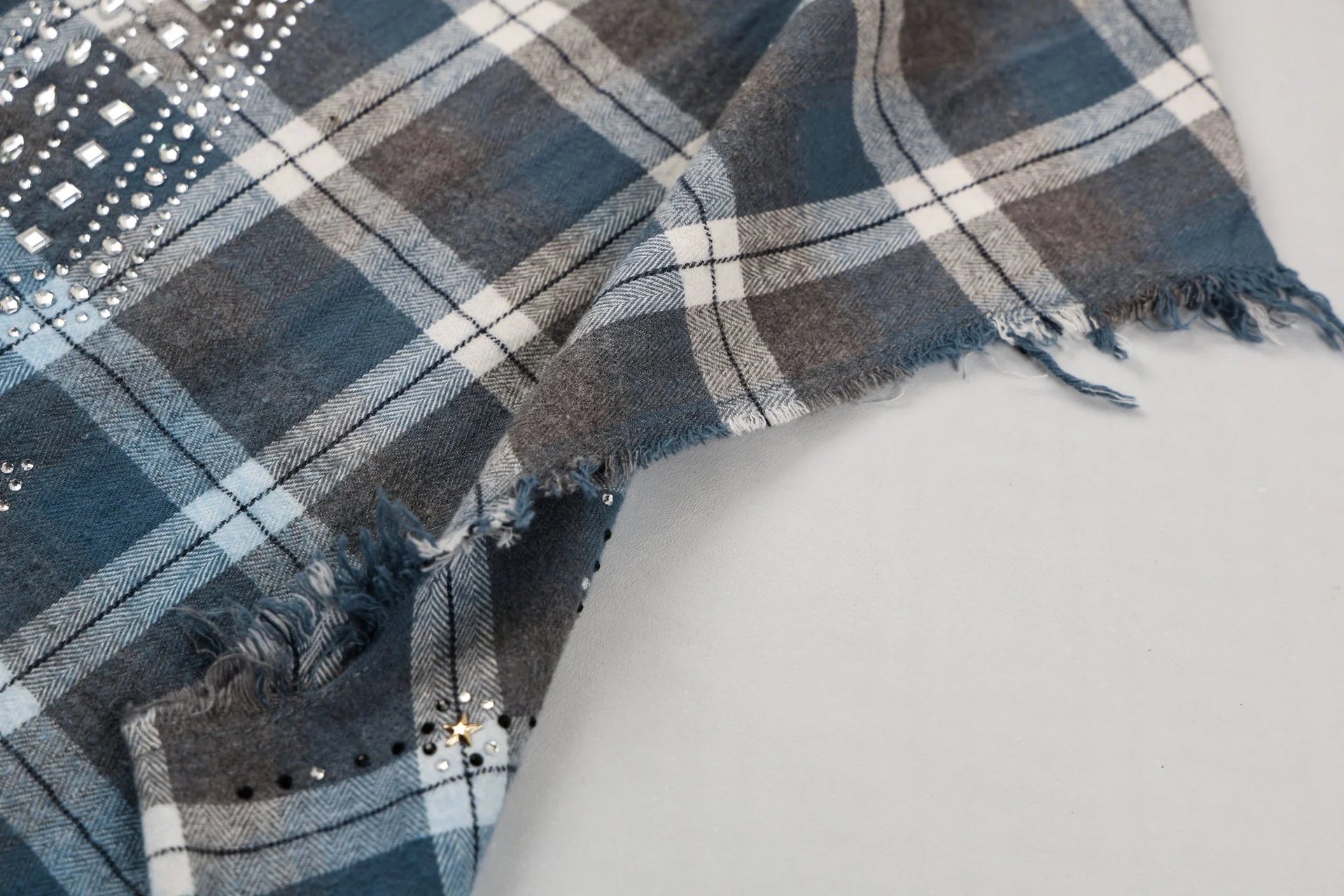 Camicia smanicata di flanella con strass