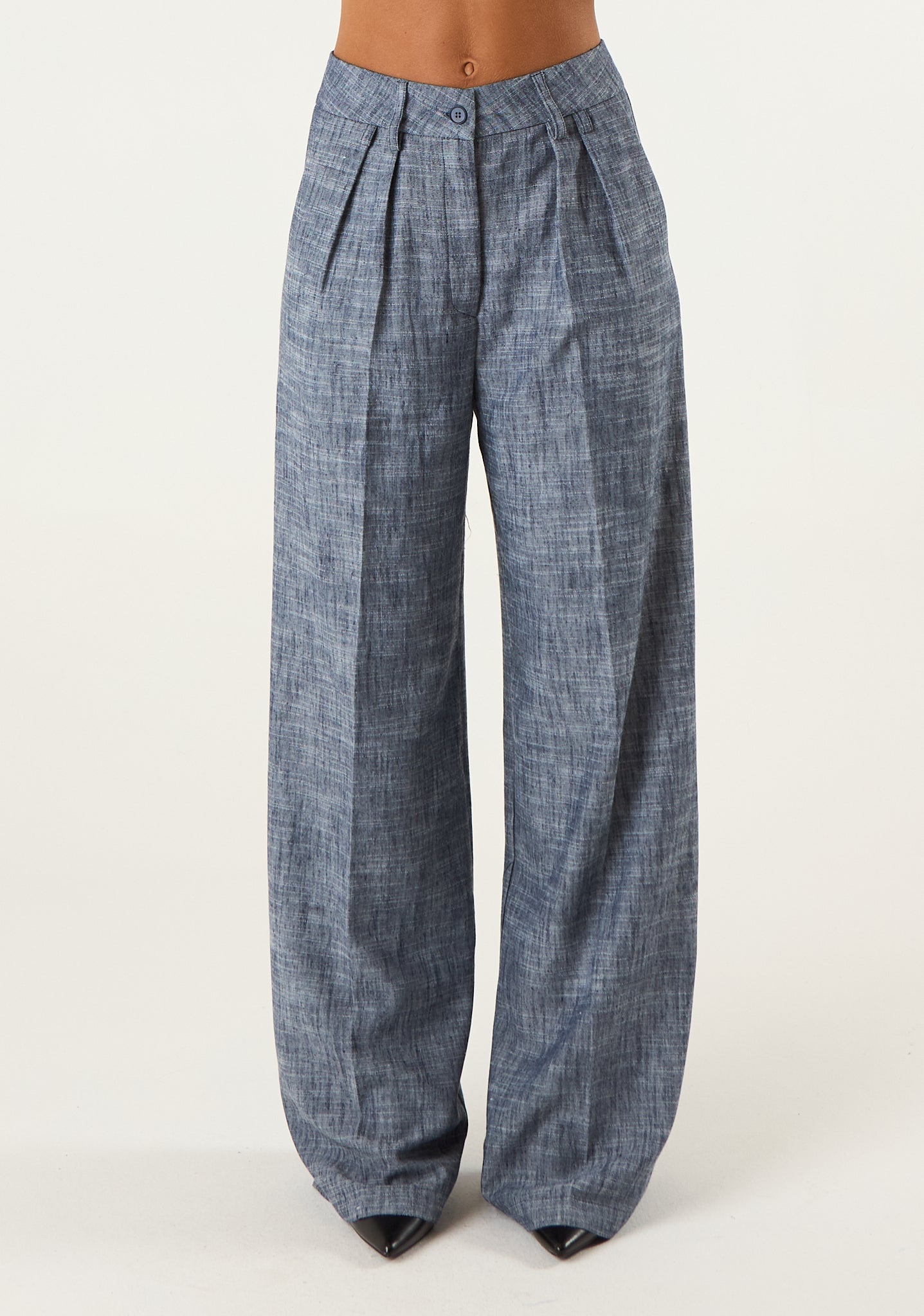 Pantalone palazzo in tessuto fiammato