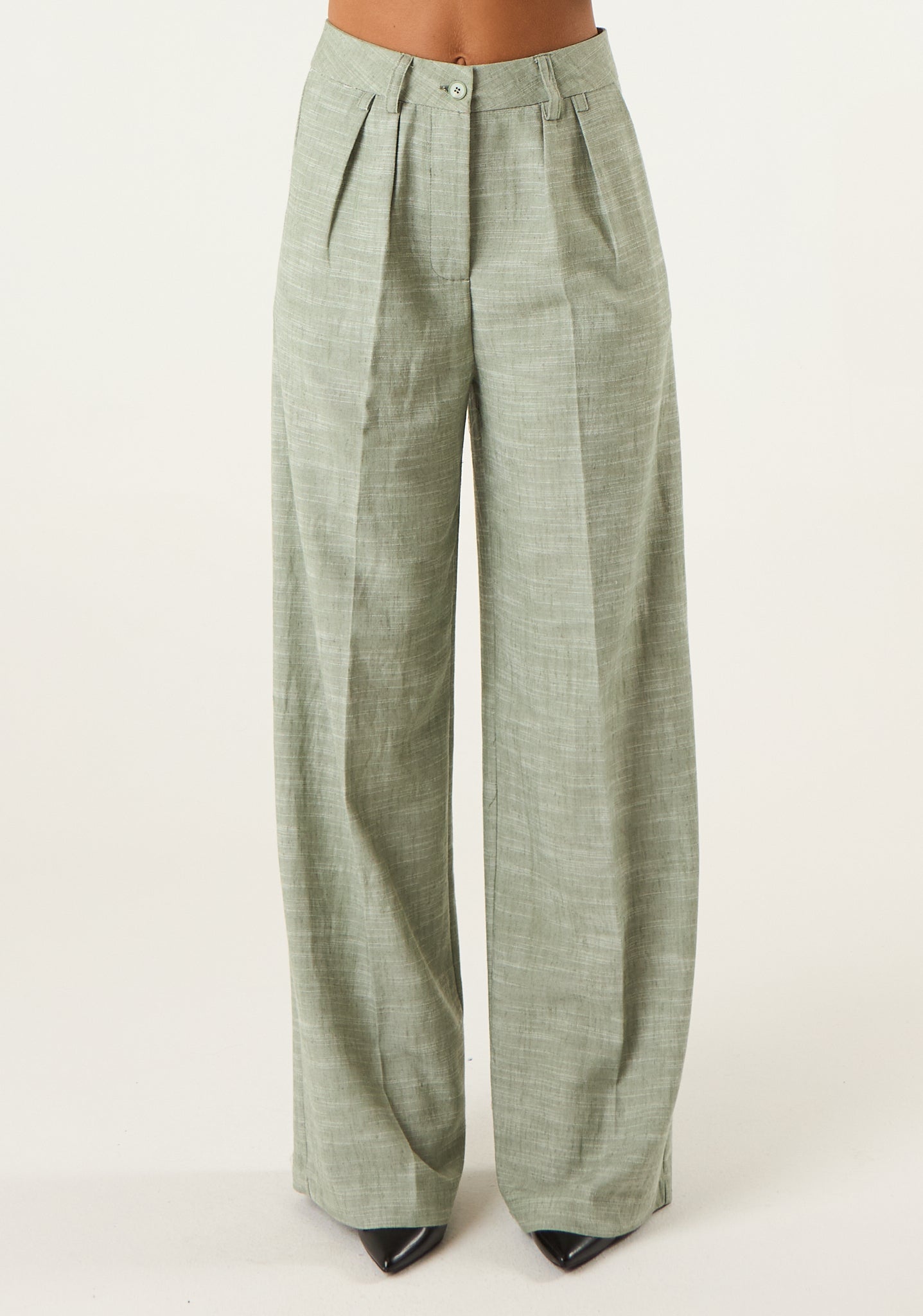 Pantalone palazzo in tessuto fiammato