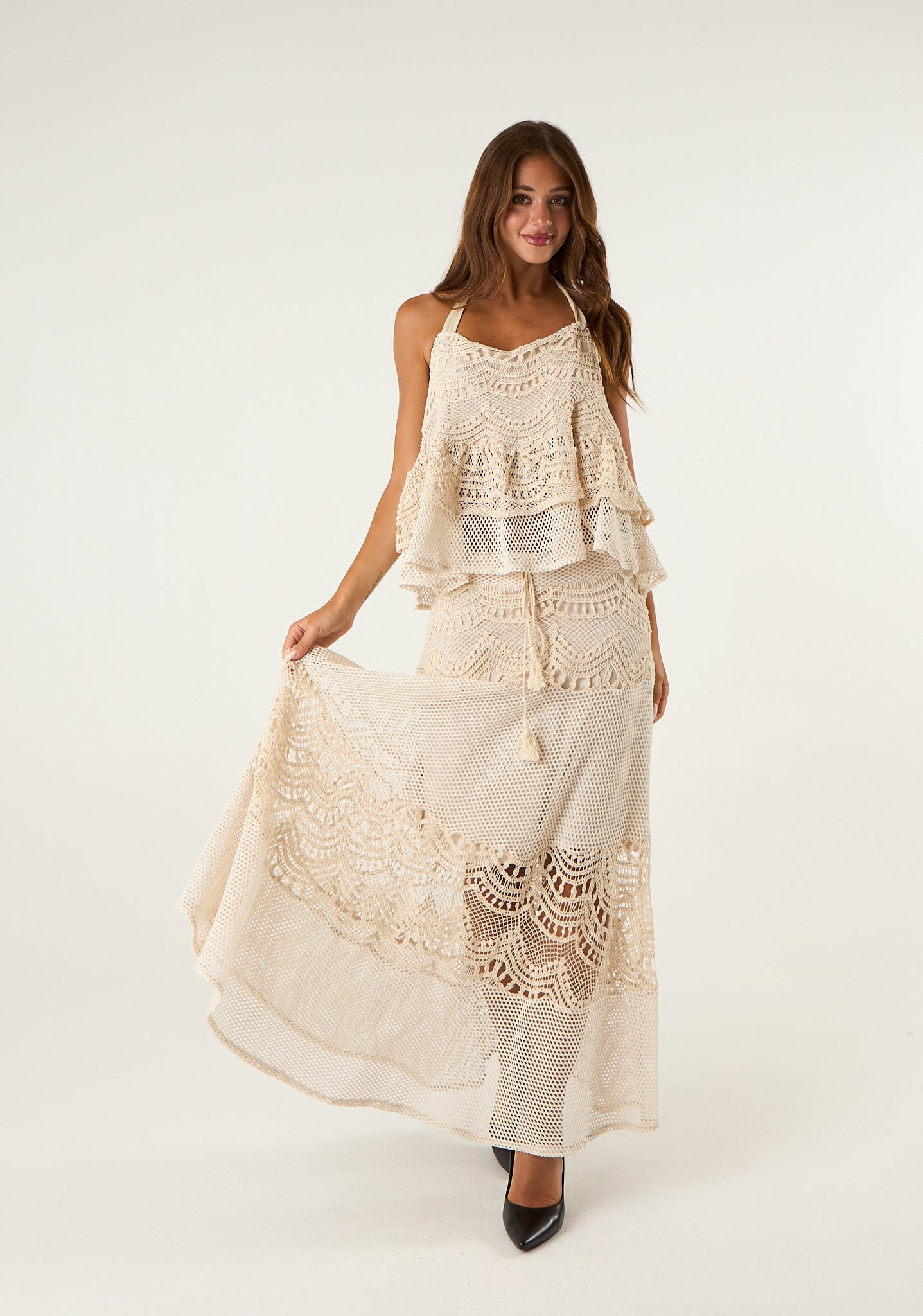 Gonna maxi in macramè
