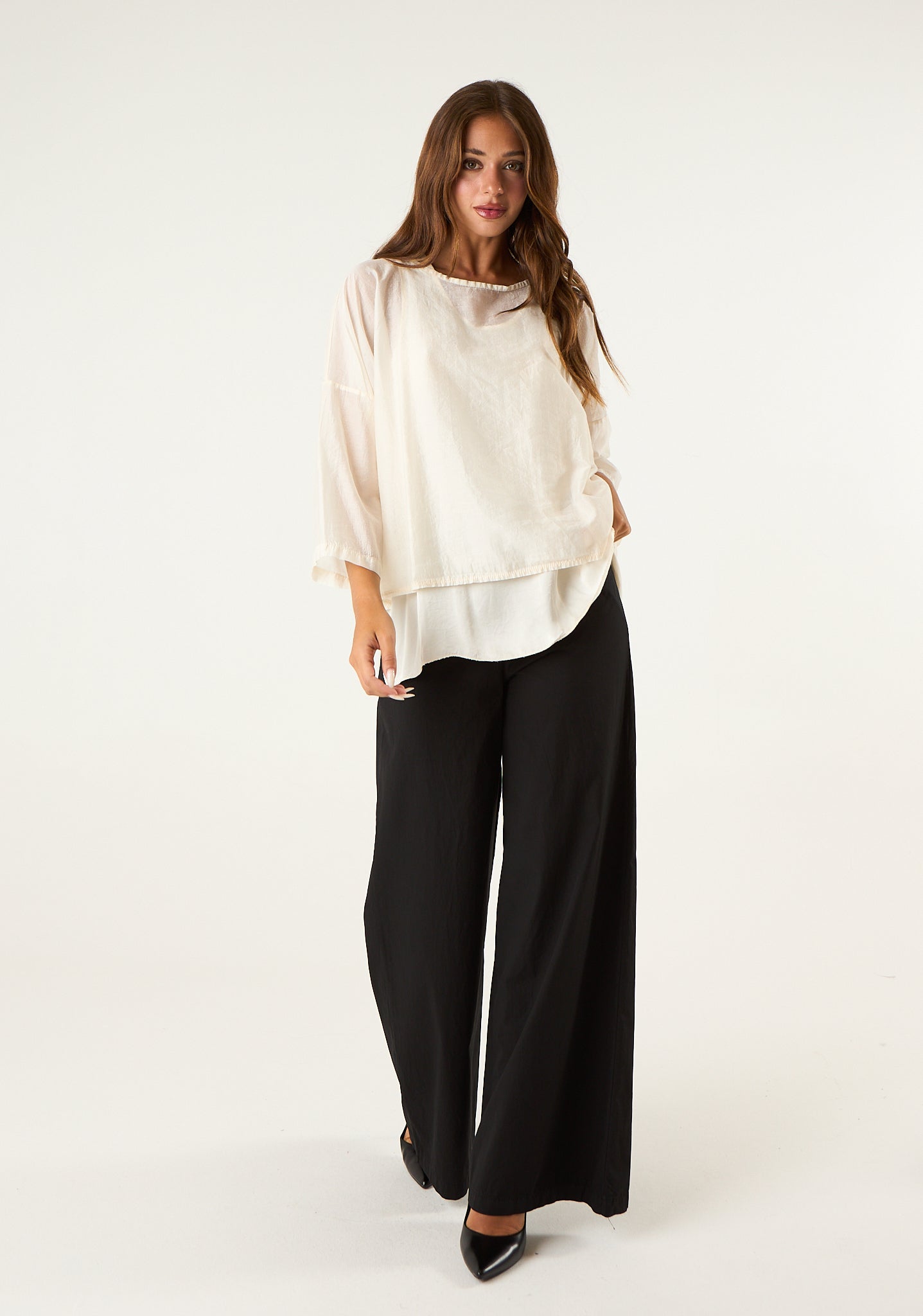 Pantalone palazzo in cotone morbido