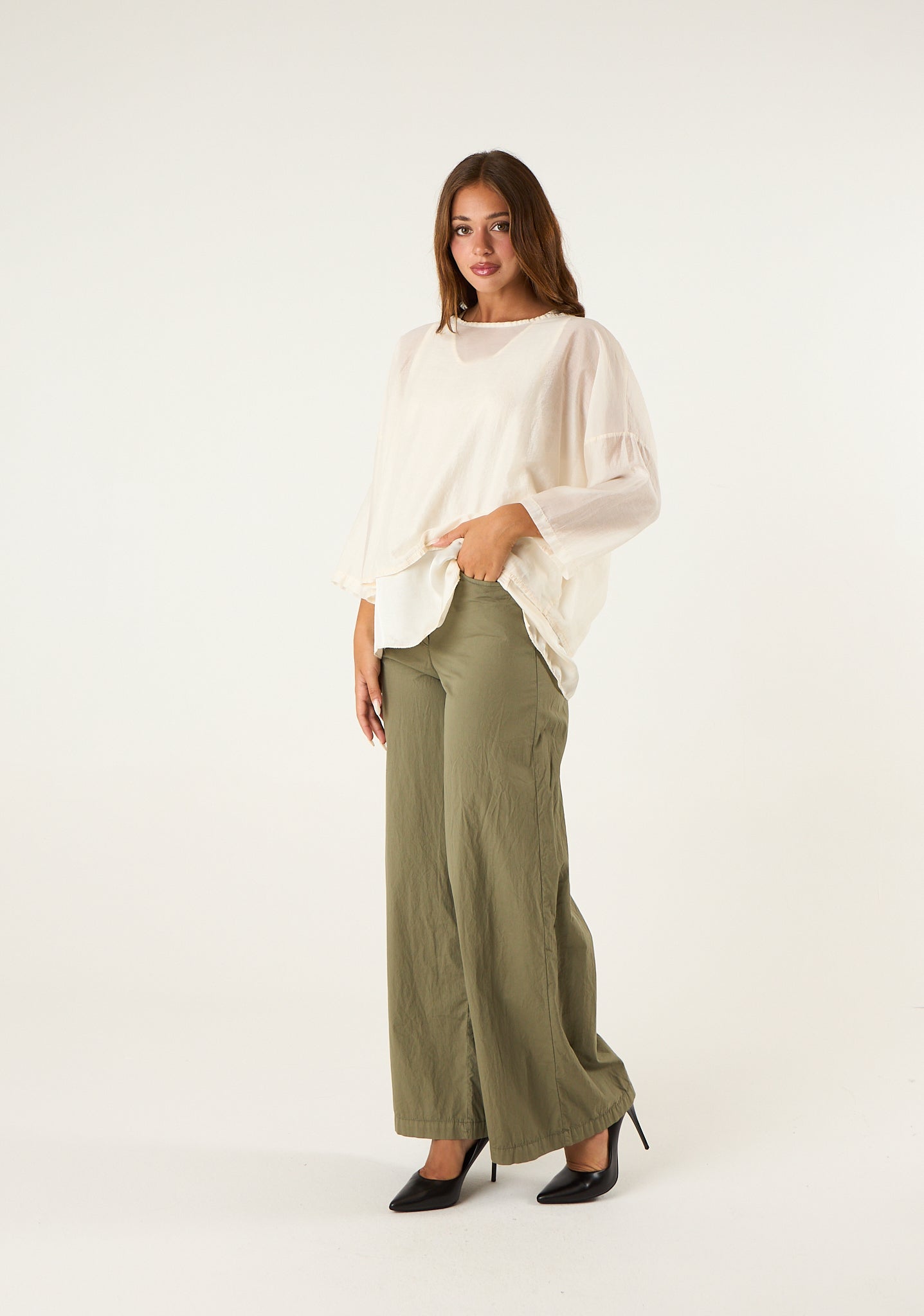 Pantalone palazzo in cotone morbido
