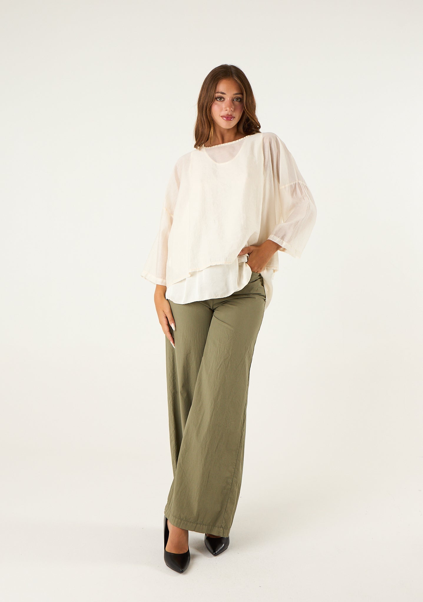 Pantalone palazzo in cotone morbido