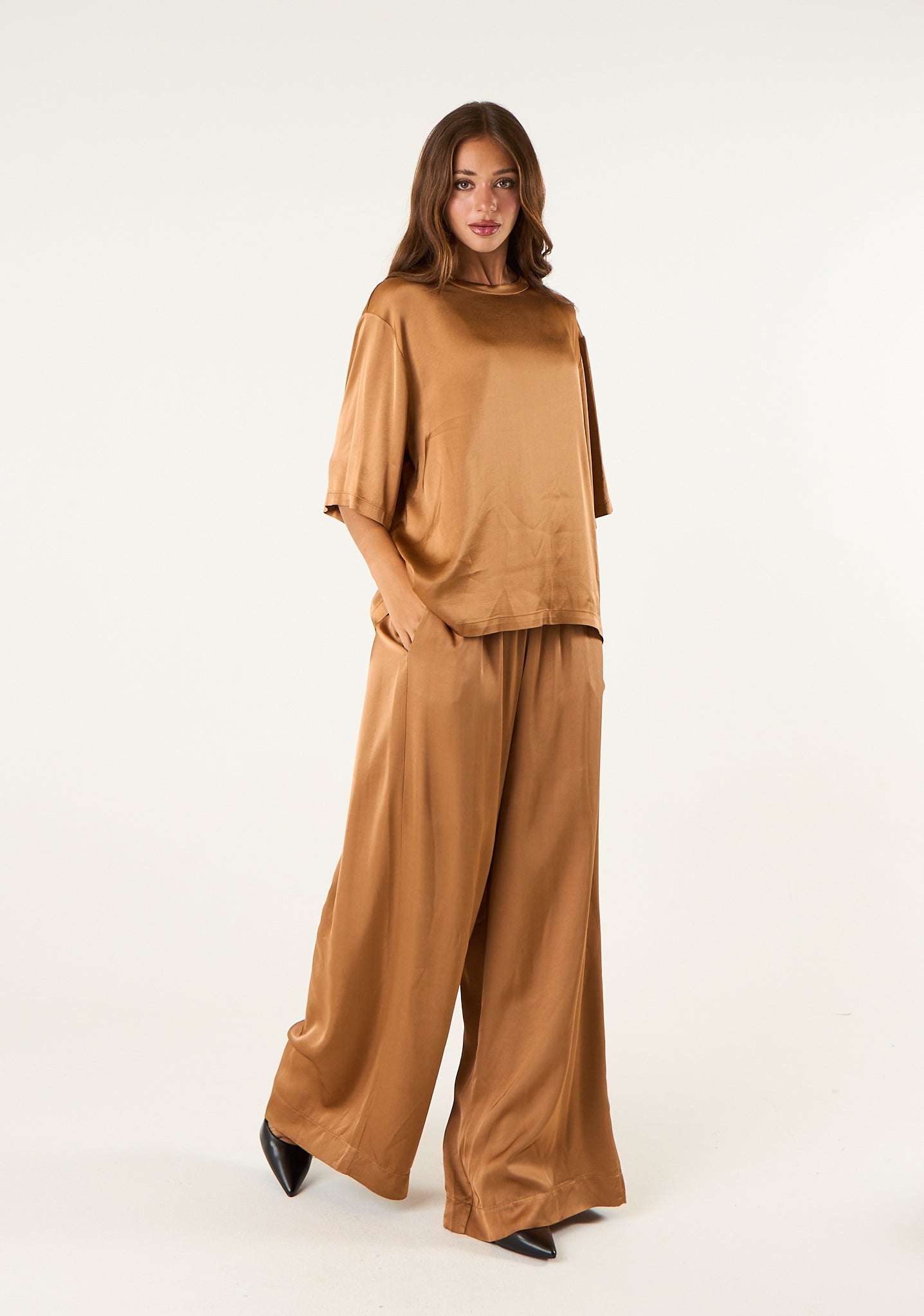 Pantalone palazzo in seta lavata