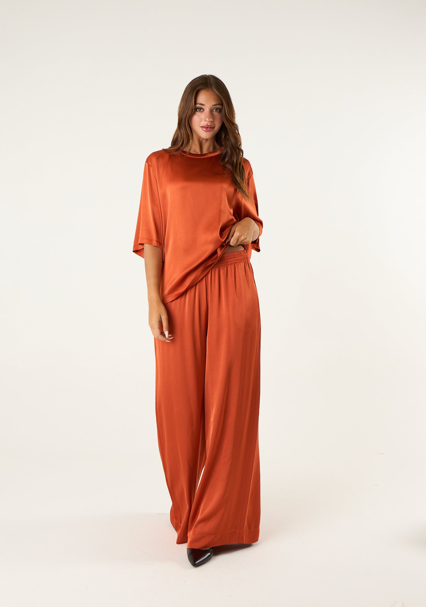 Pantalone palazzo in seta lavata