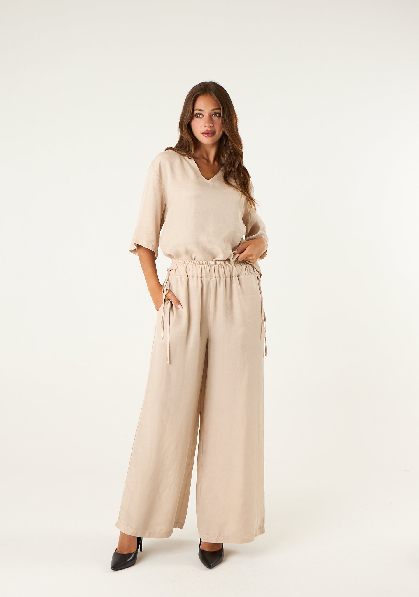 Pantalone palazzo in seta lavata