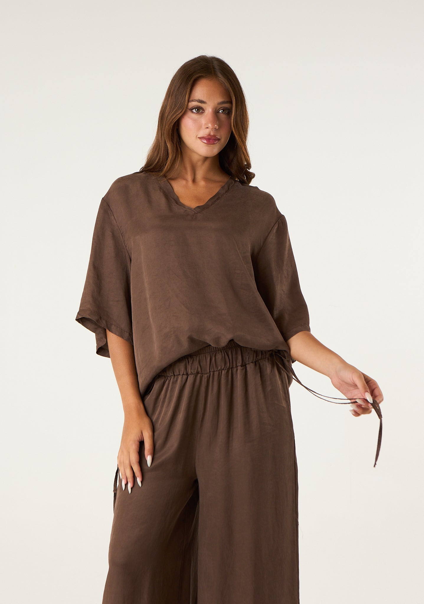 Maglia scollo a V in seta lavata