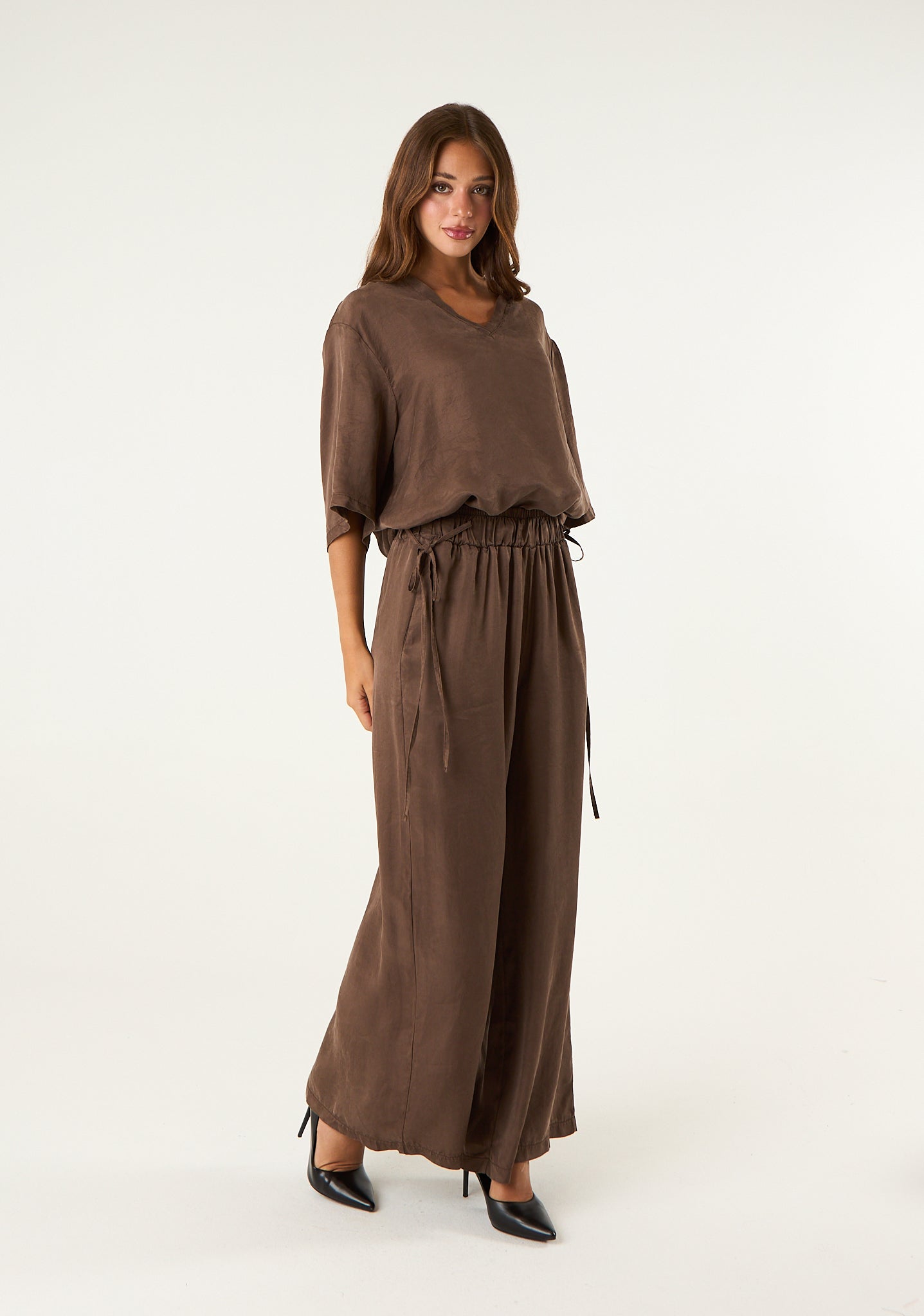 Pantalone palazzo in seta lavata