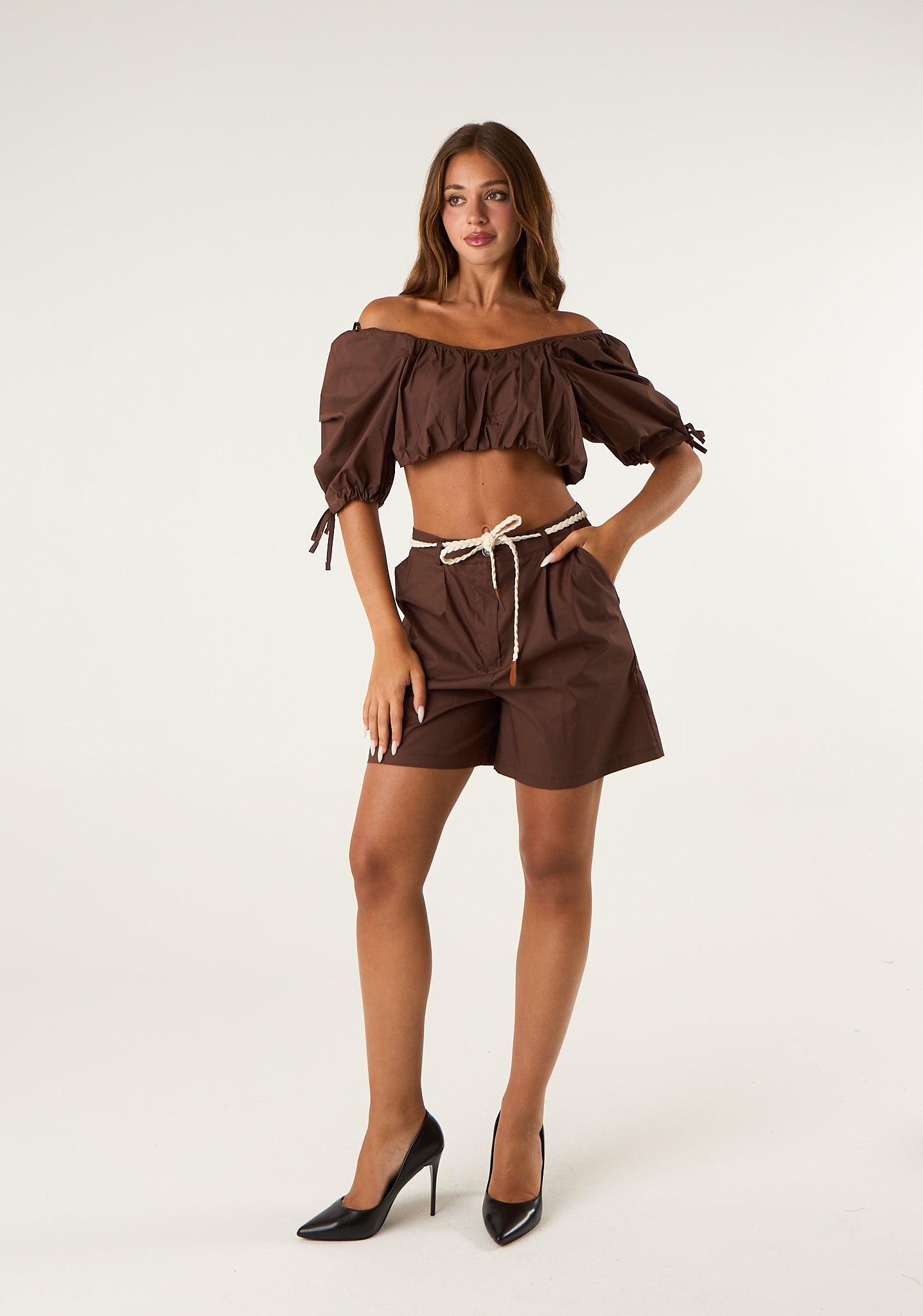 Coordinato top e short in popeline