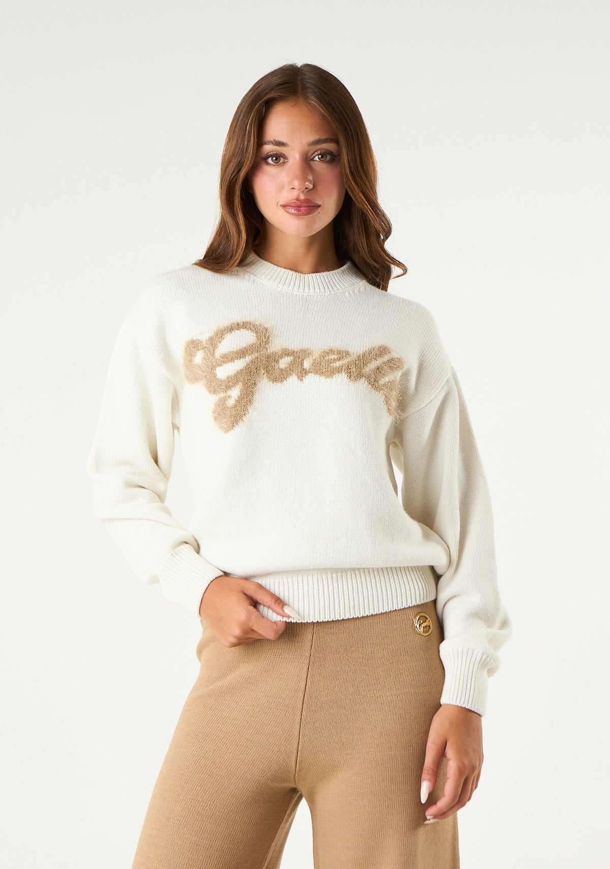 Pullover con logo lurex