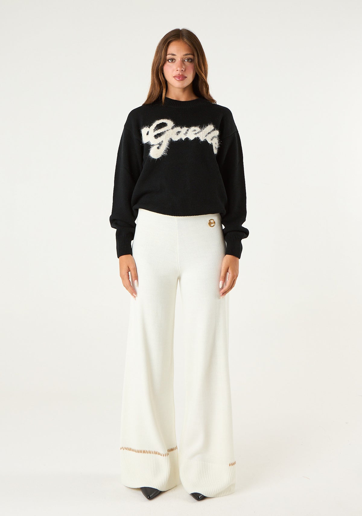 Pullover con logo lurex
