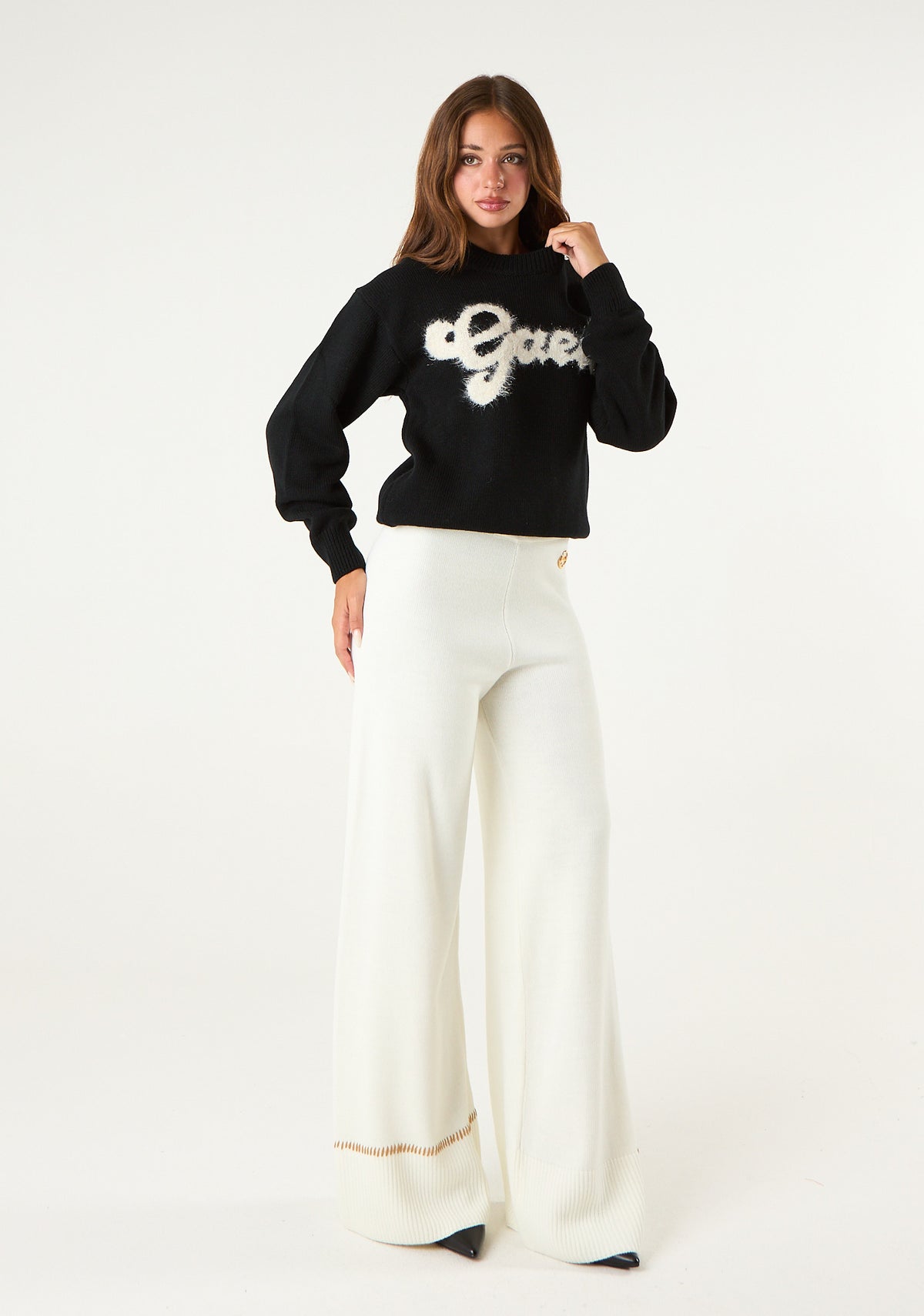 Pullover con logo lurex