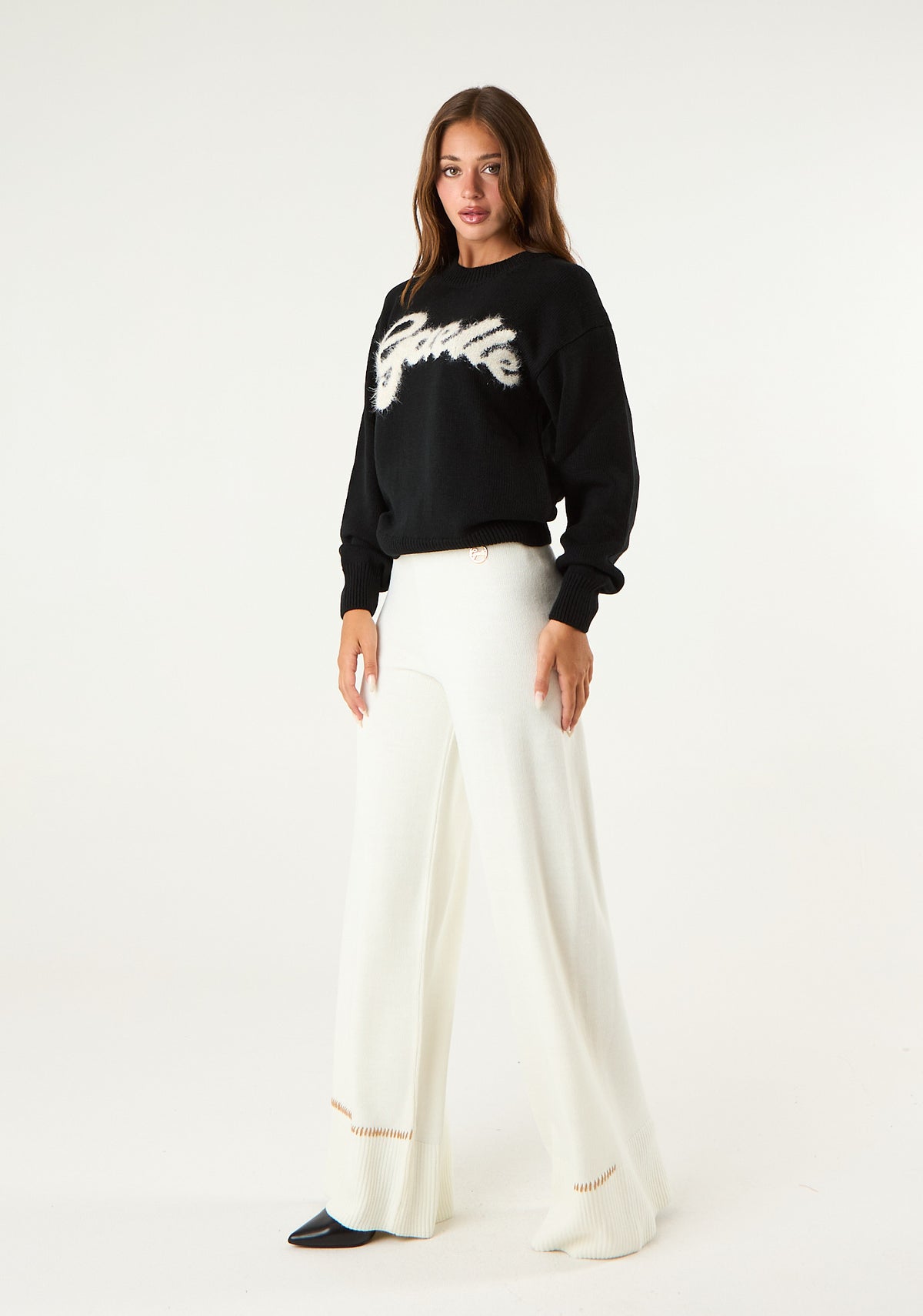 Pullover con logo lurex